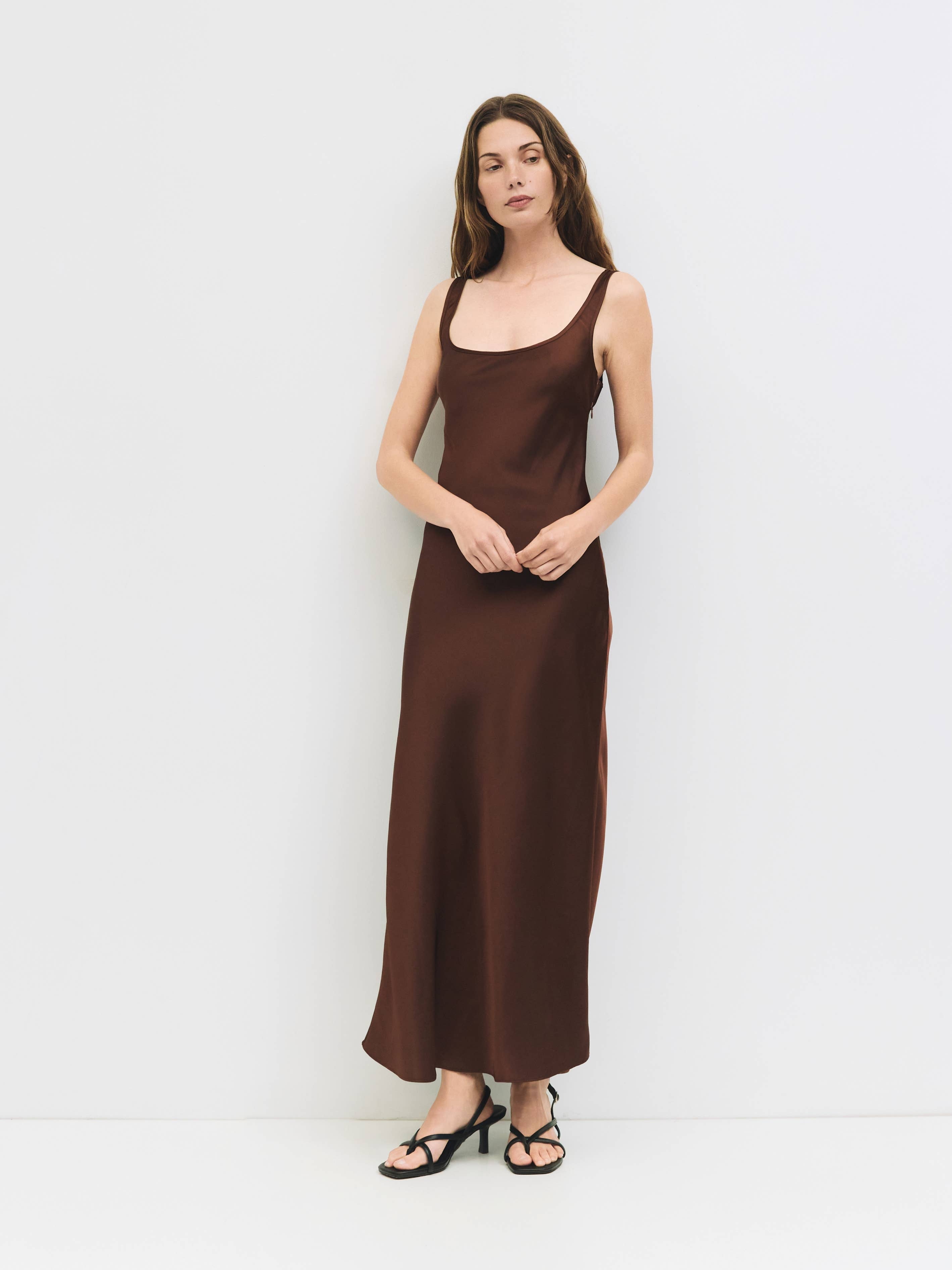 The Saylor Dress | Satin Midi Slip Dress