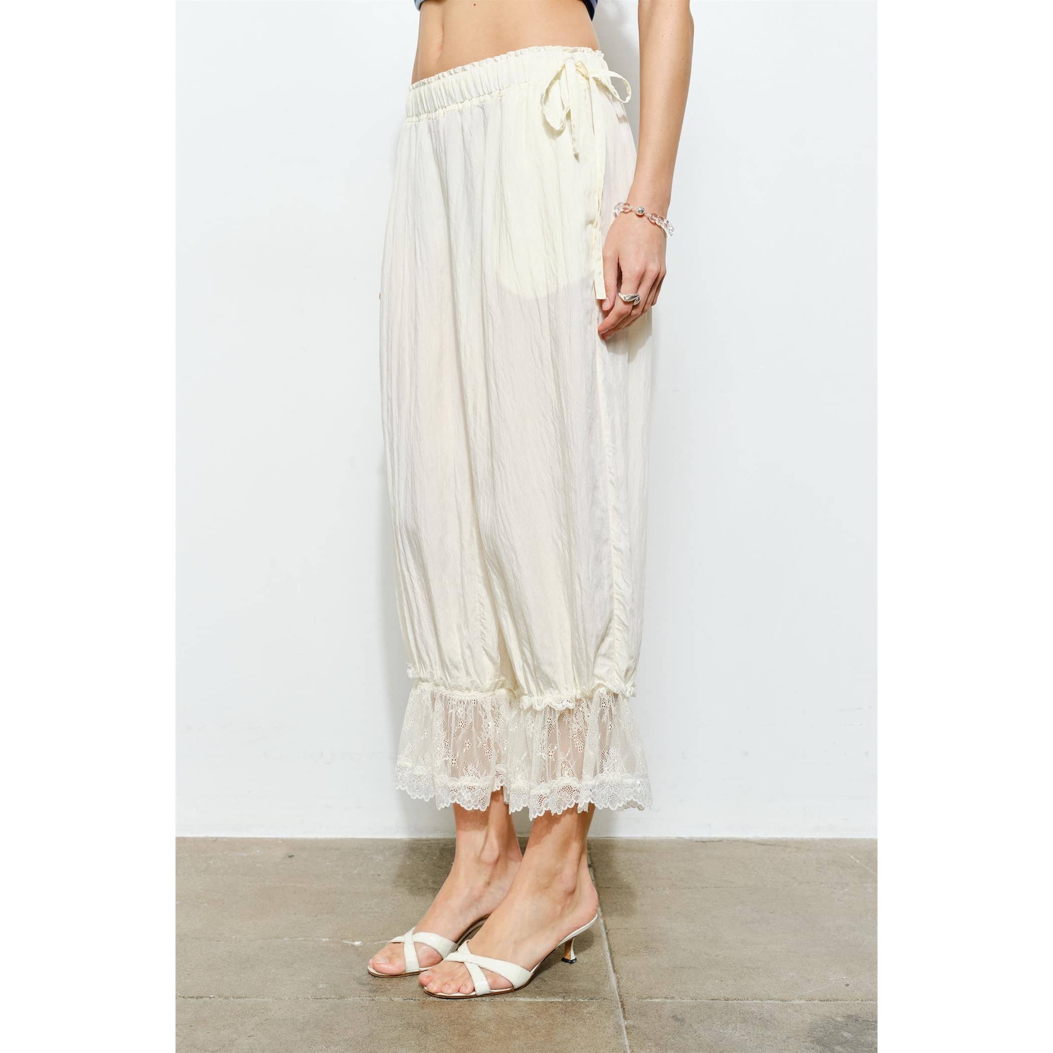 Spencer Crinkle Satin Lace-Trim Bloomer Pants