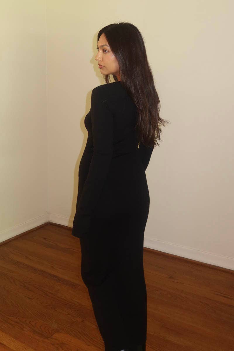 Boat Neck Sweater Maxi Dress