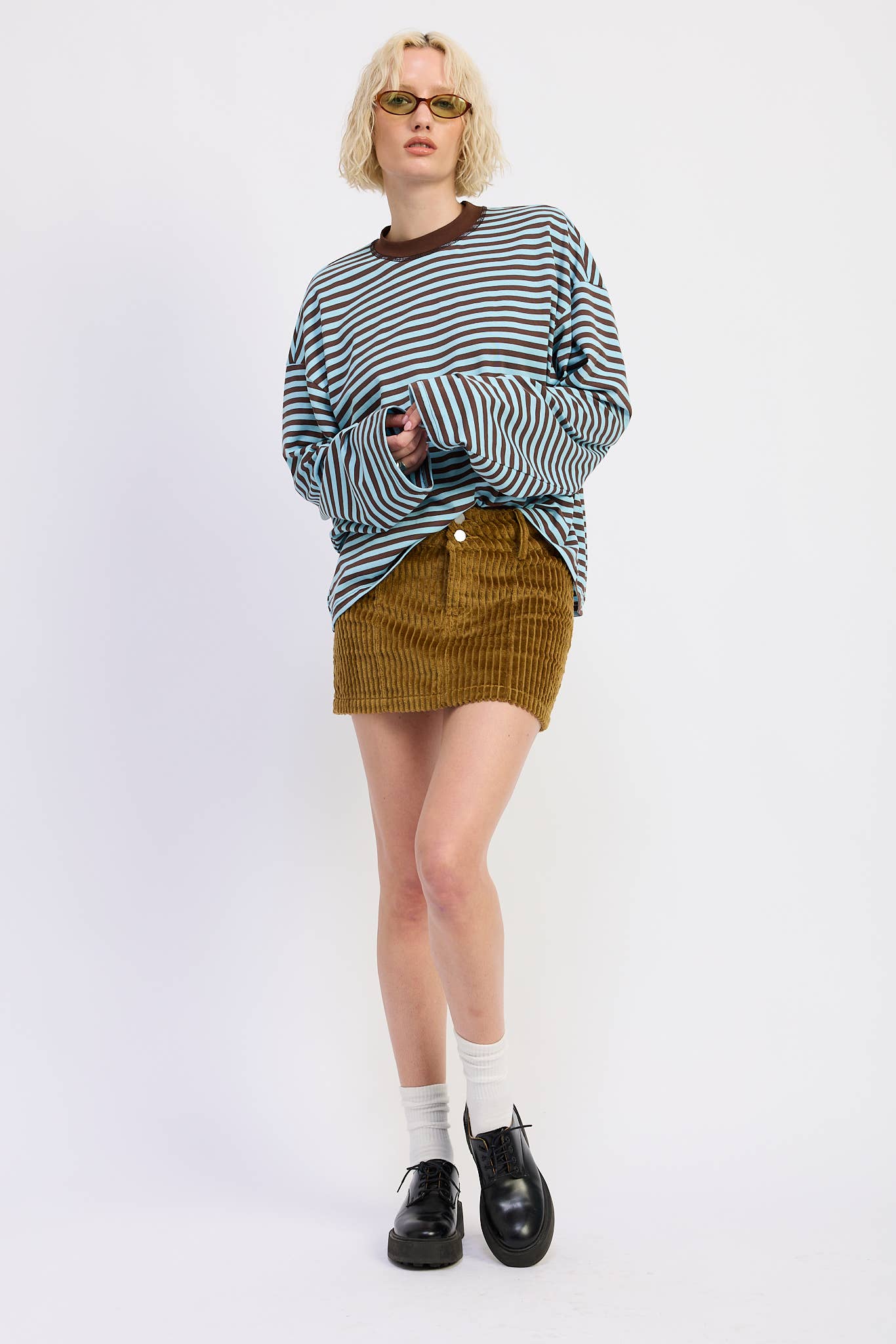 OVERSIZED STRIPED BASIC TOP