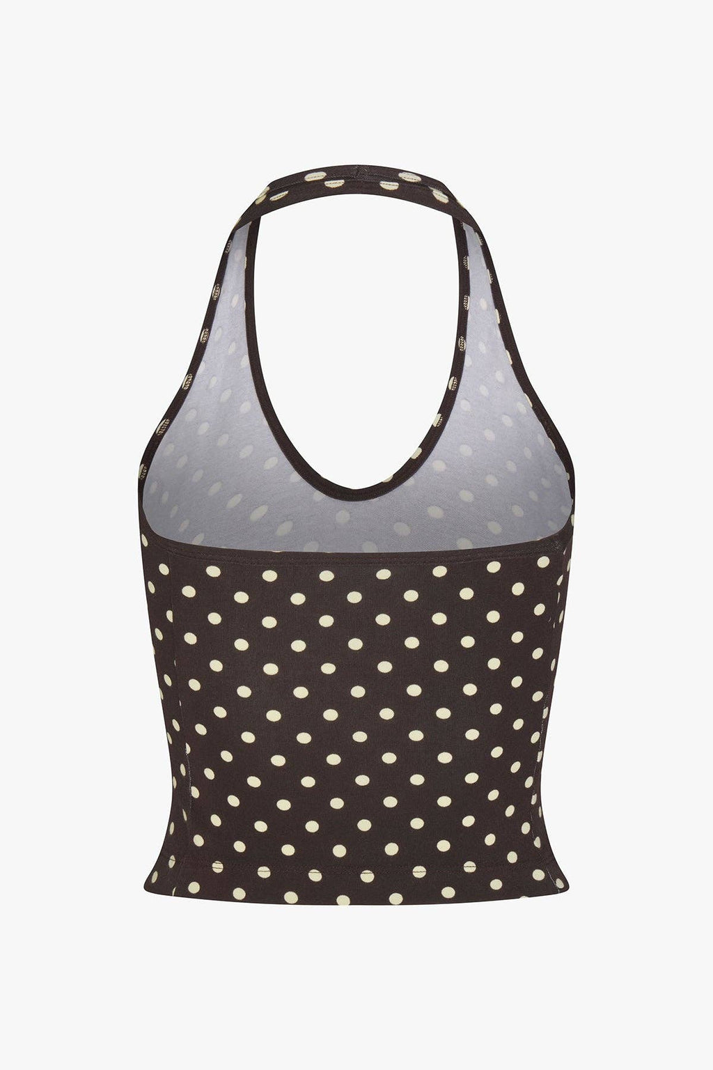 SPORTY HALTER TOP IN ESPRESSO DOT