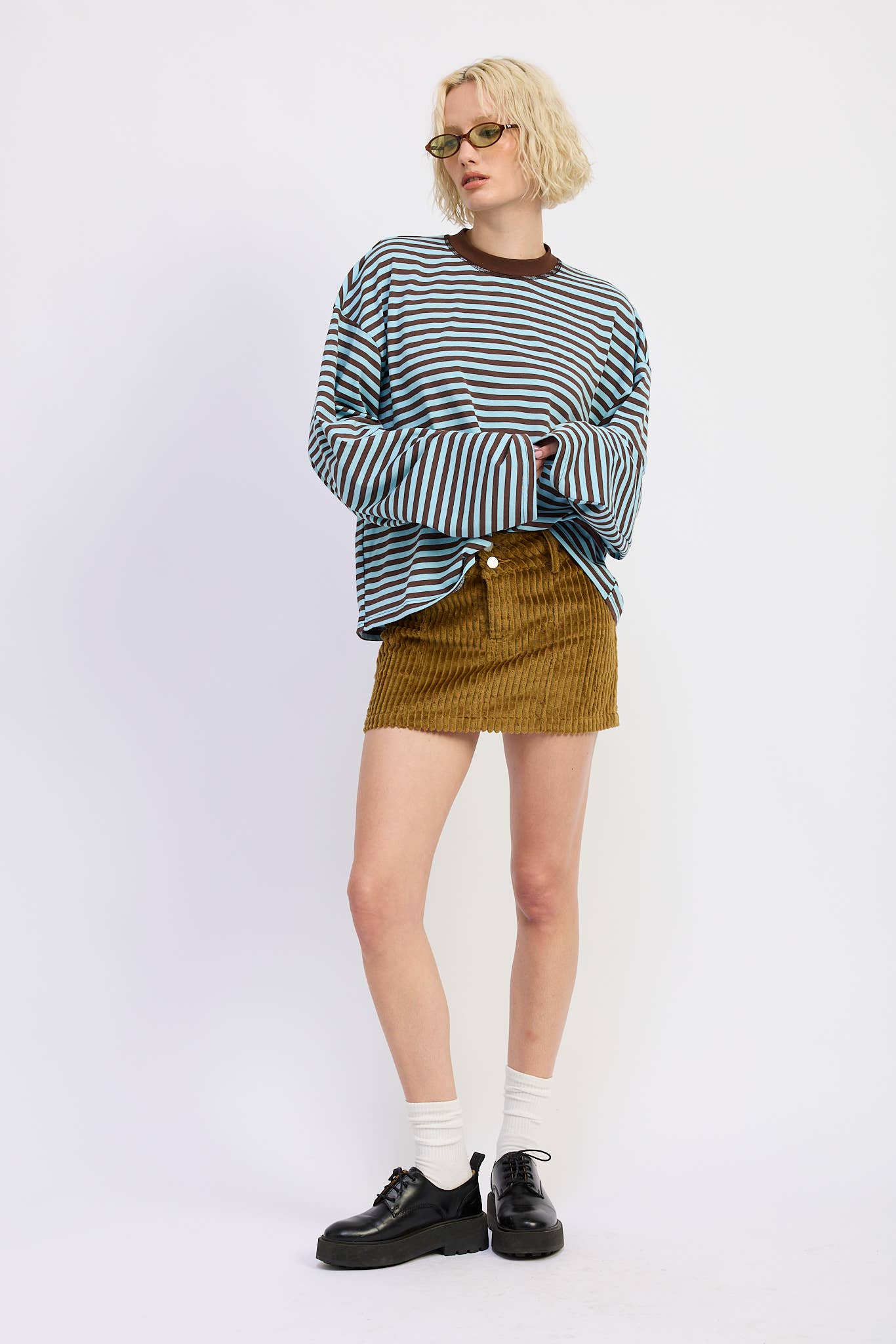 OVERSIZED STRIPED BASIC TOP