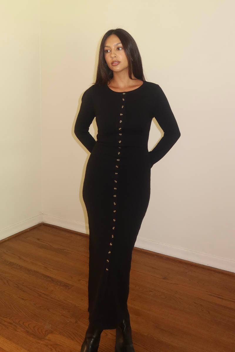 Boat Neck Sweater Maxi Dress