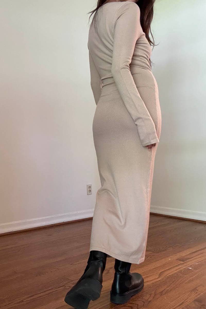 Boat Neck Sweater Maxi Dress