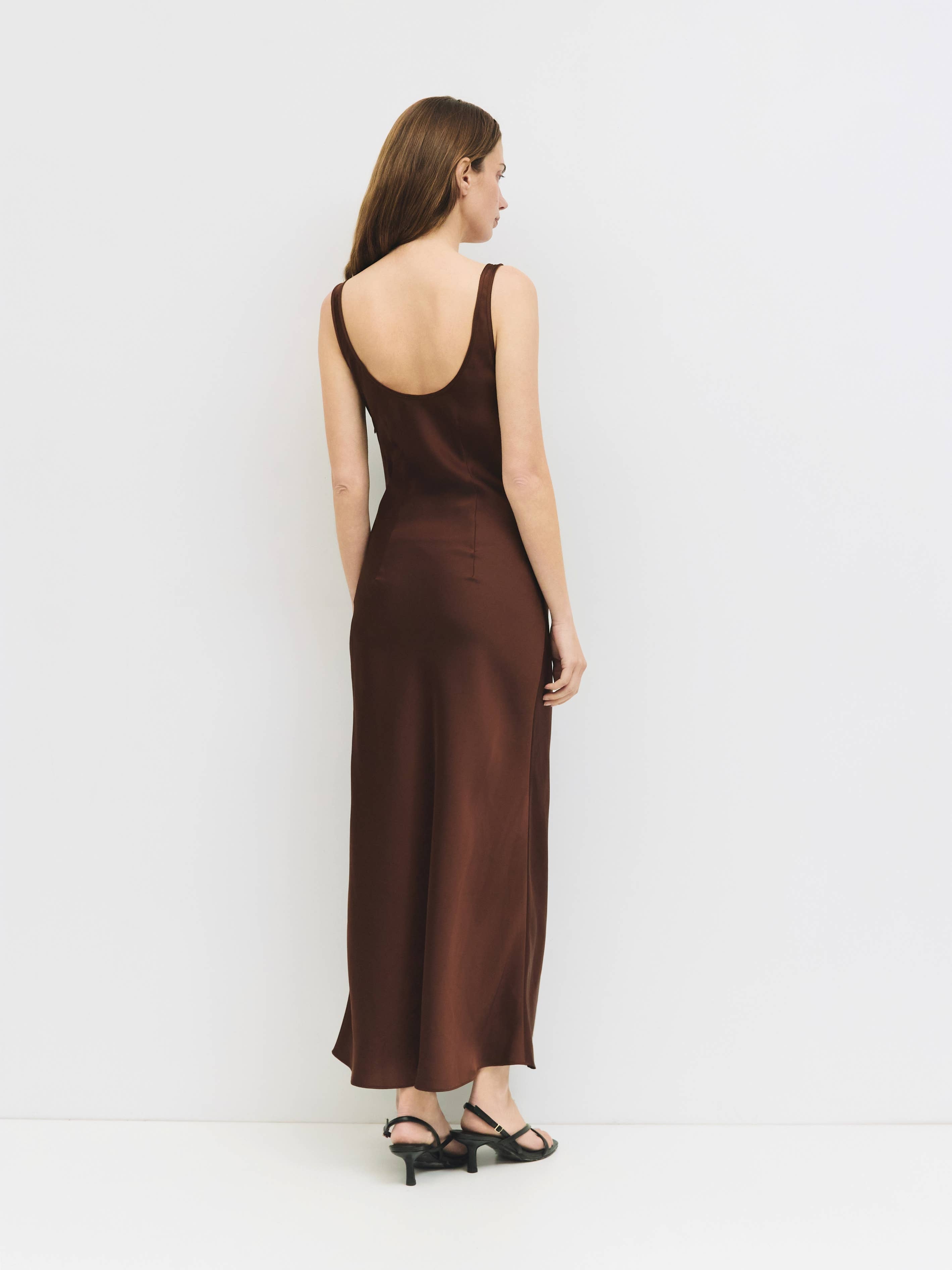 The Saylor Dress | Satin Midi Slip Dress