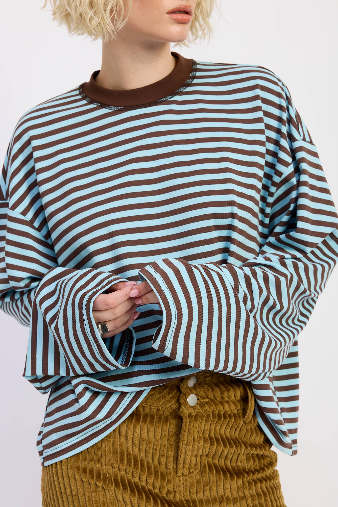 OVERSIZED STRIPED BASIC TOP