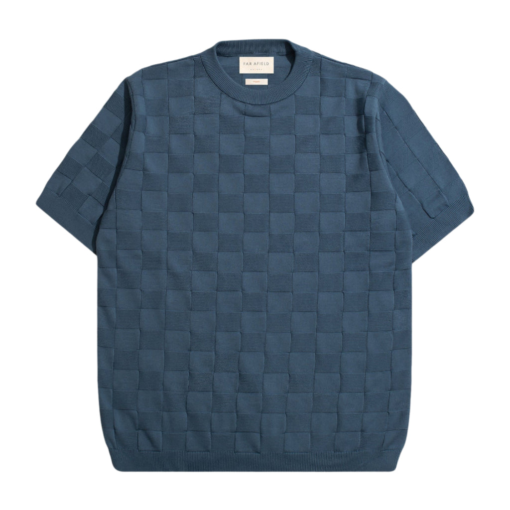 CEATANO CHECK KNITTED TOP - BLUE