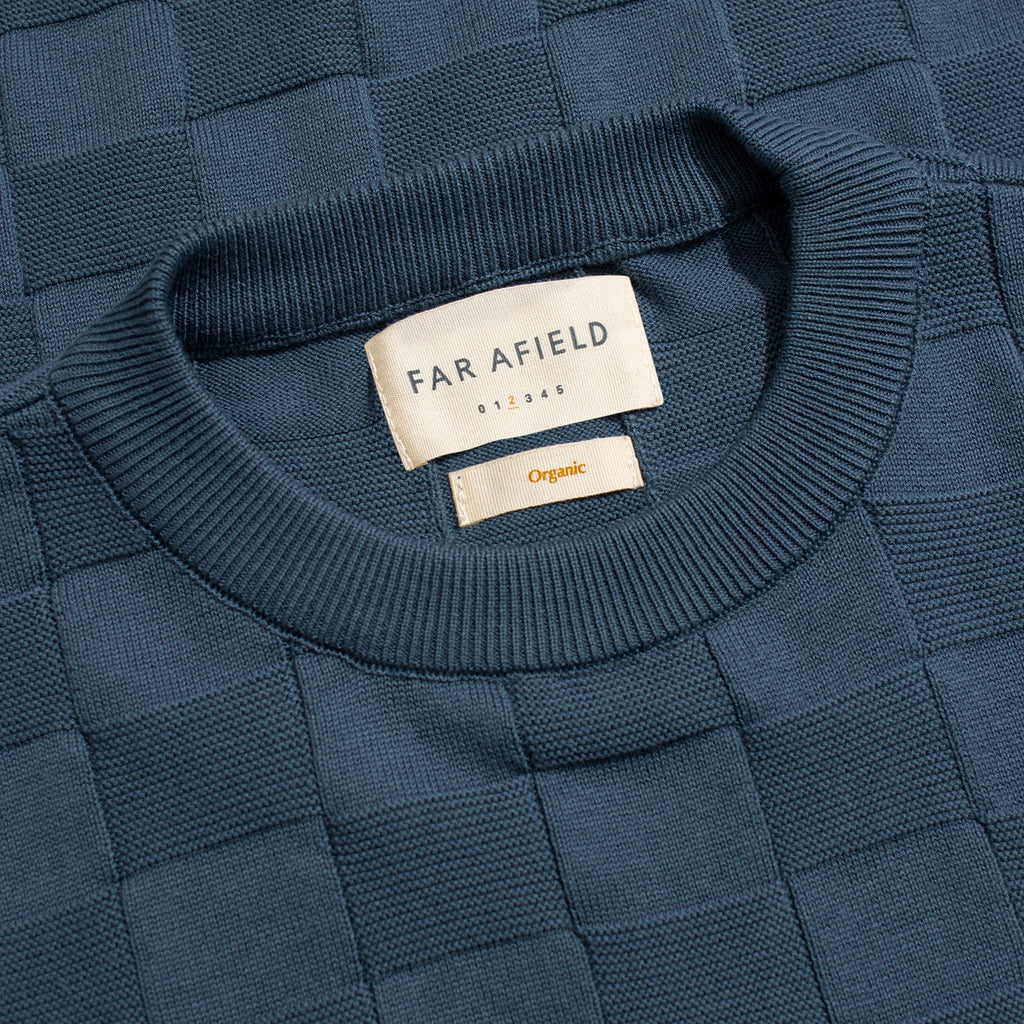 CEATANO CHECK KNITTED TOP - BLUE