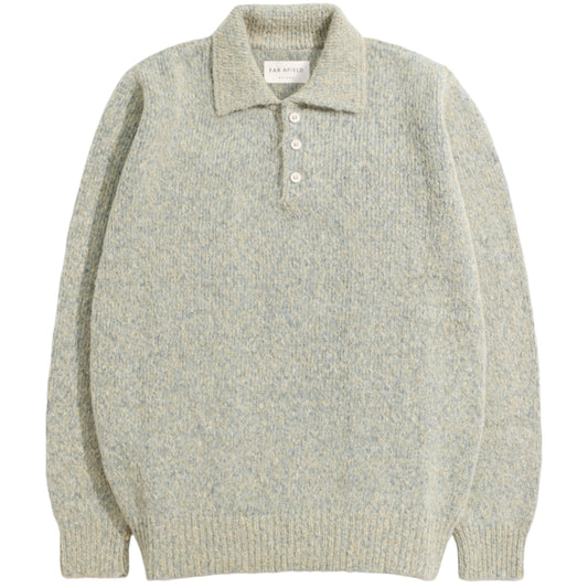 KIER KNITTED POLO - STONE FLECK