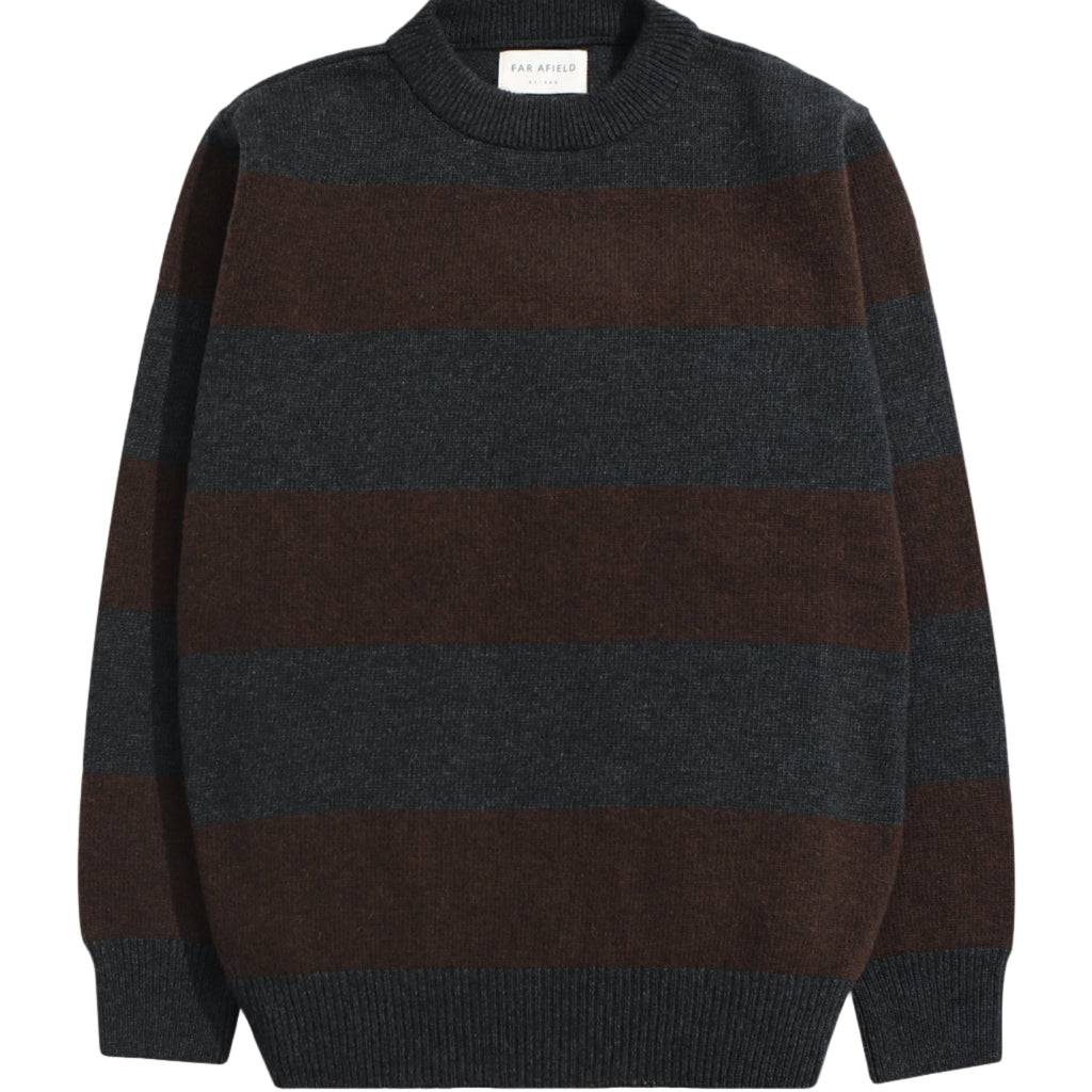 COMBIN STRIPED KNIT - GREY / BROWN