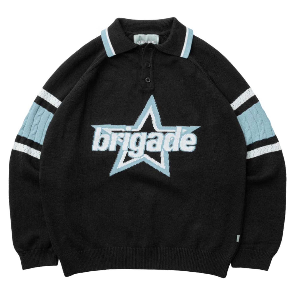 STAR LOGO KNITTED RUGBY - BLACK