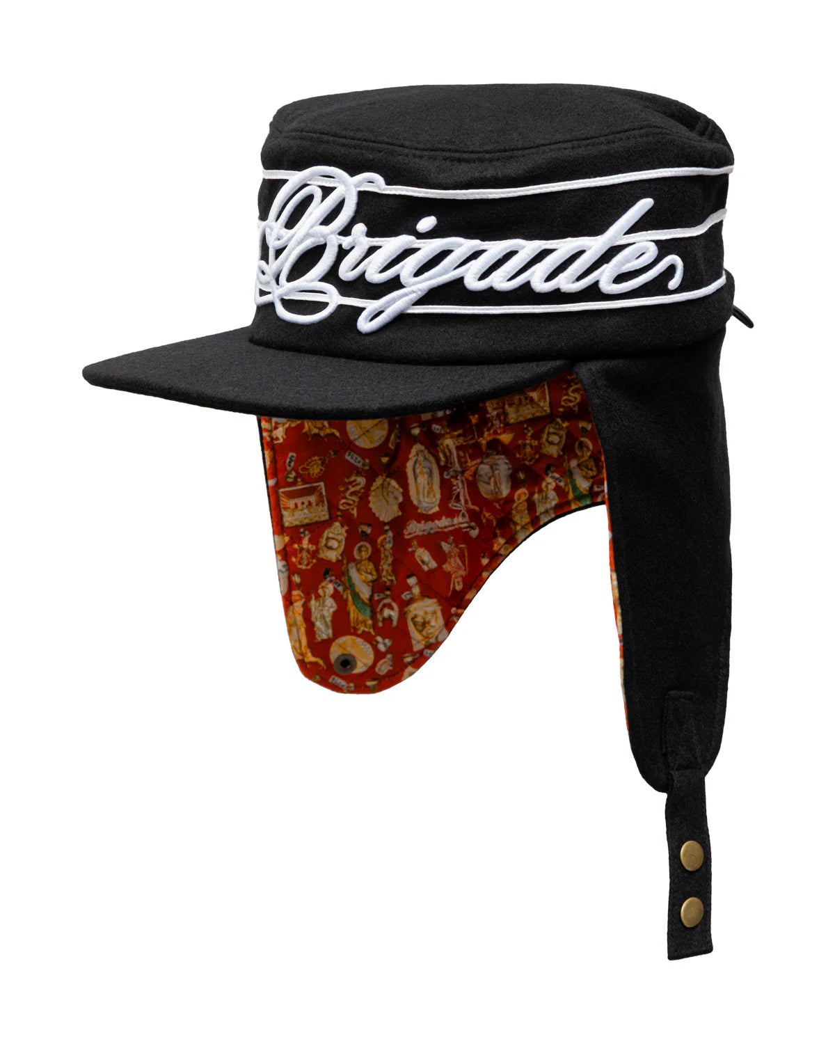 EAR FLAP PILLBOX HAT - BLACK