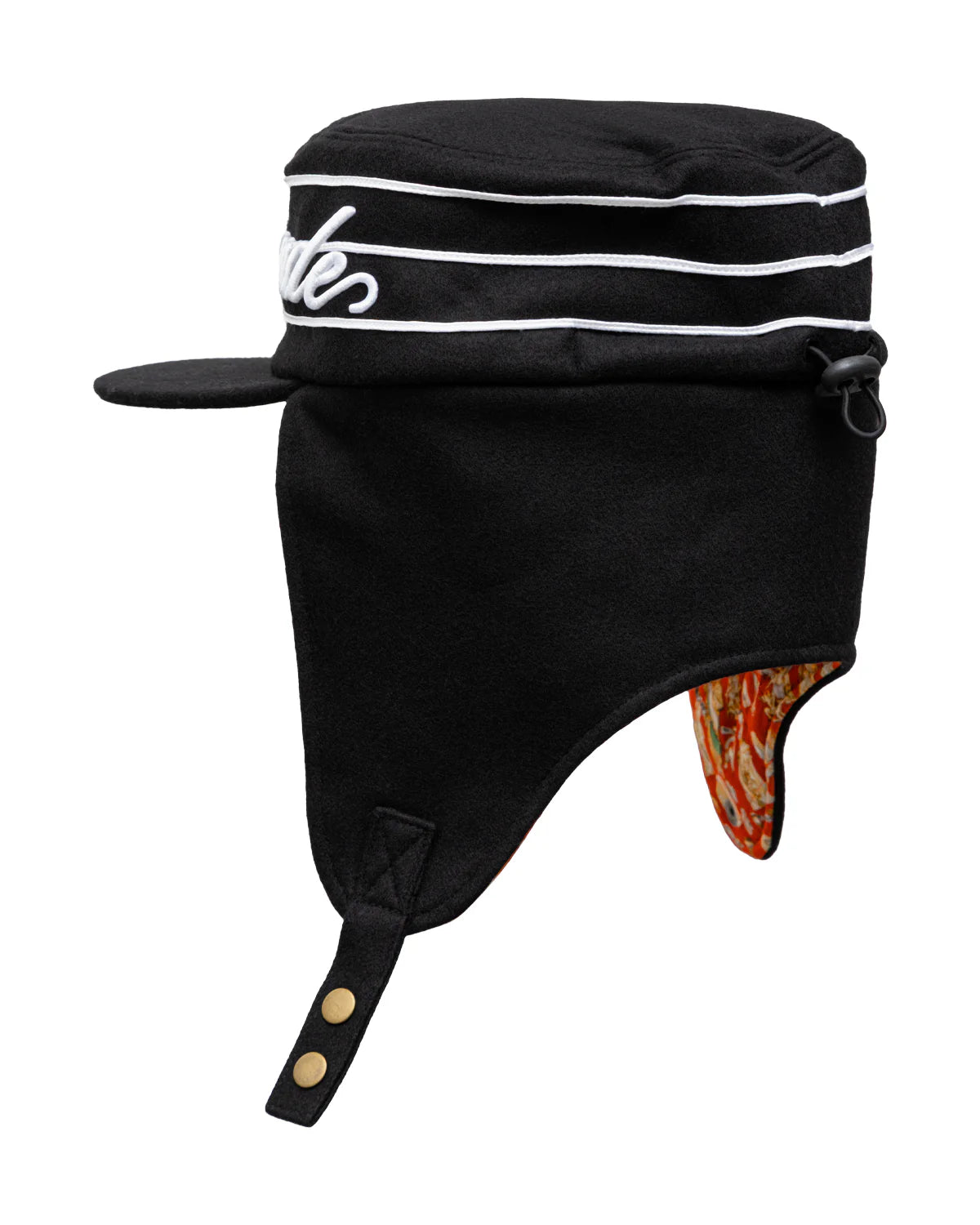 EAR FLAP PILLBOX HAT - BLACK