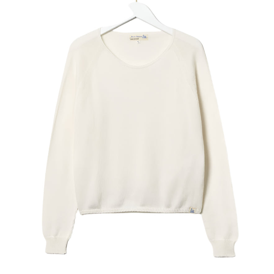 CC21 women’s cropped raglan pullover, cotton cashmere blend, relaxed fit - 02 NATURE