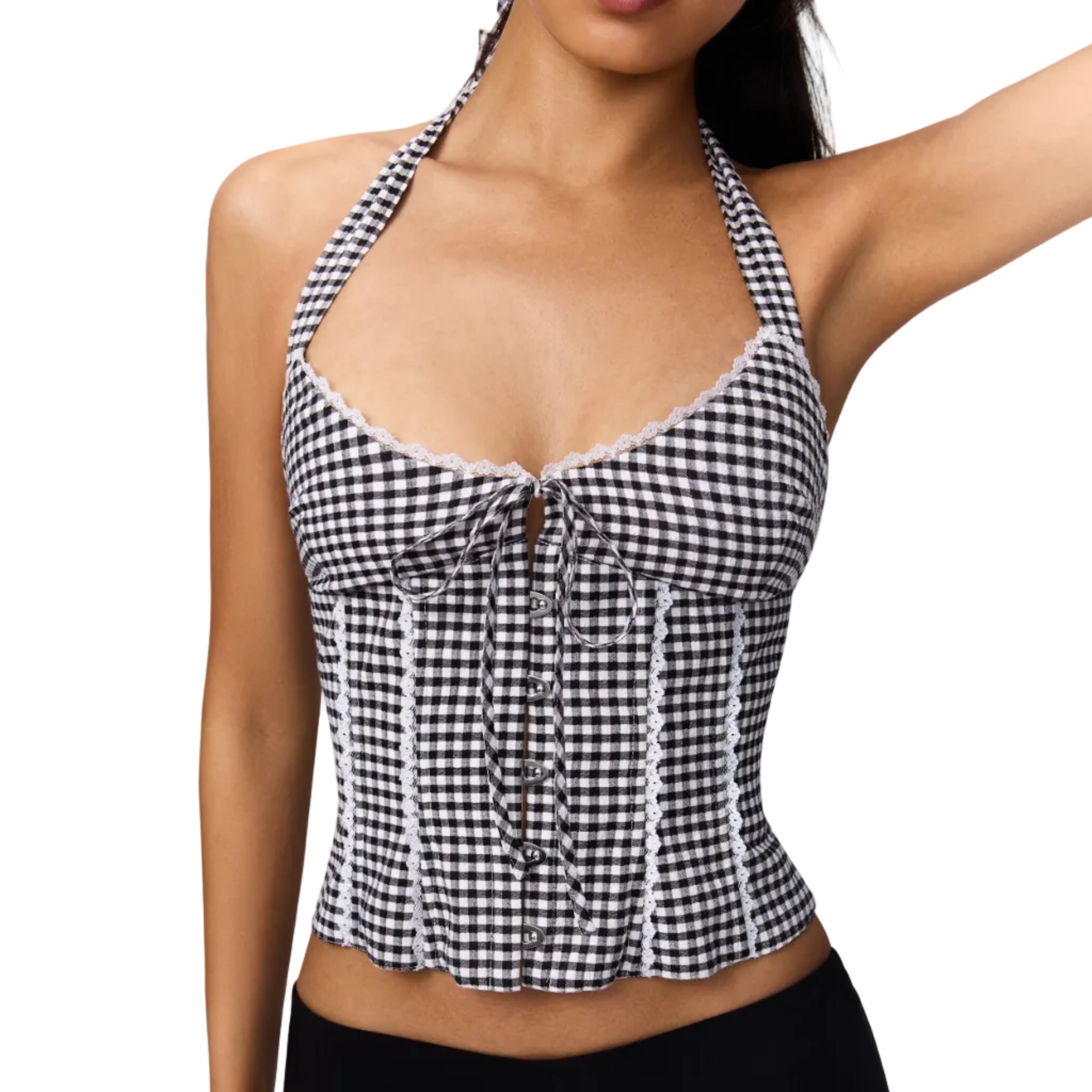 Marini Gingham Corset - black