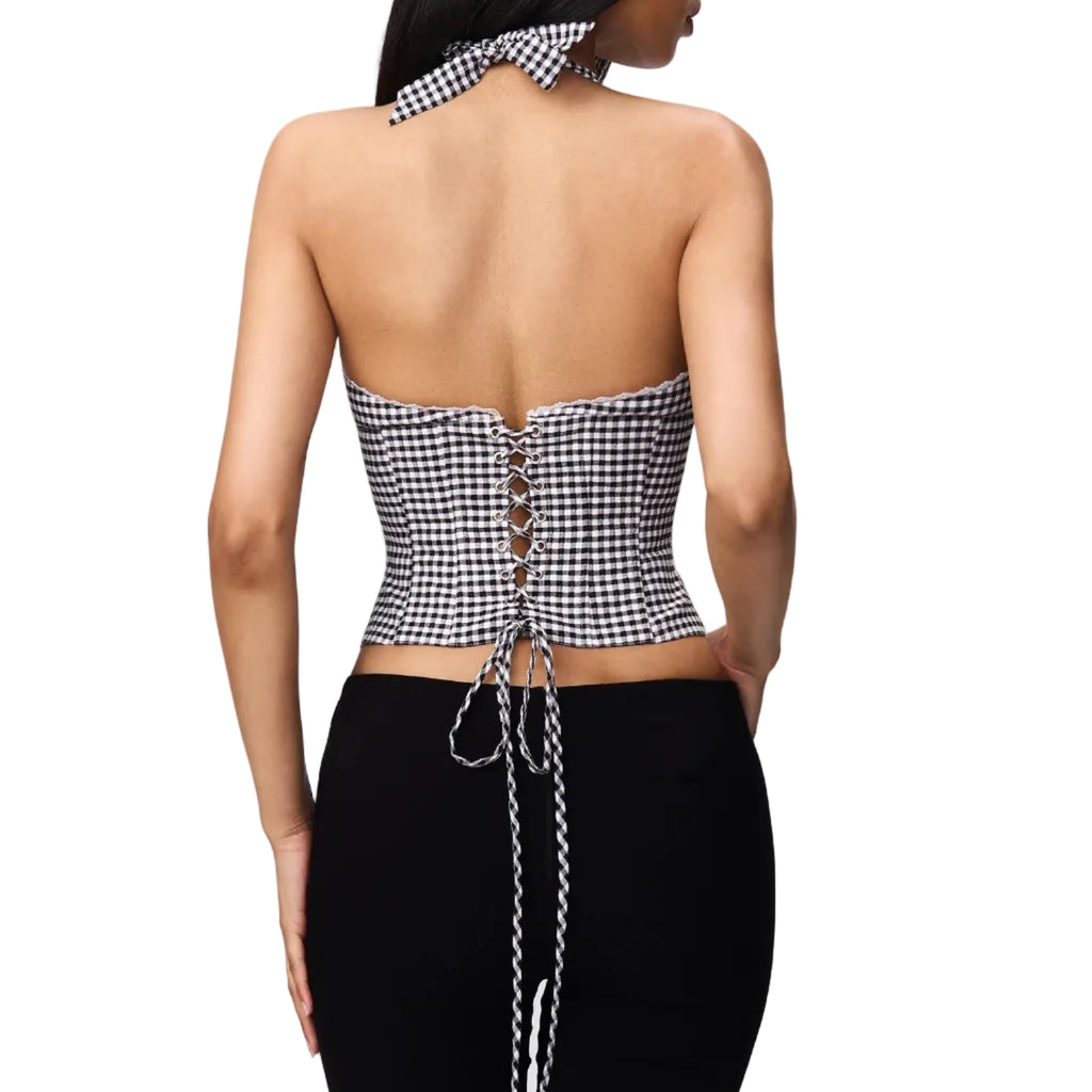 Marini Gingham Corset - black