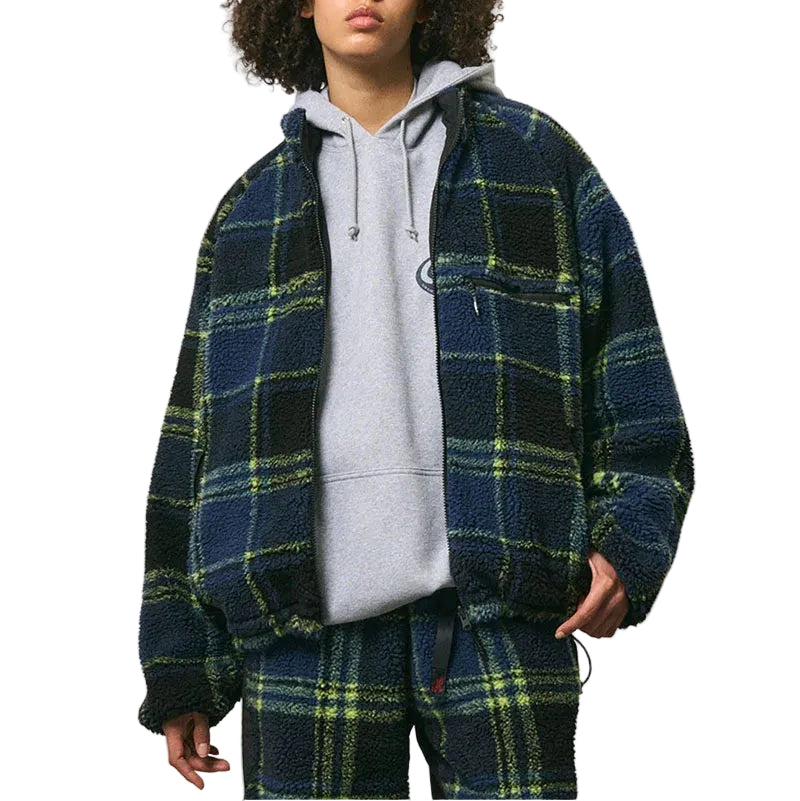 REVERSIBLE SHERPA PLAID JACKET / PLAID/BLACK