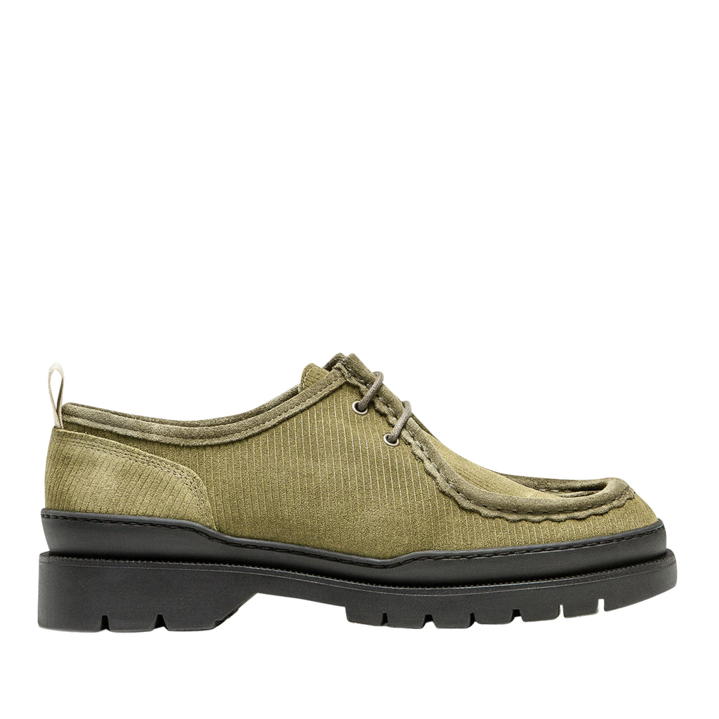 MAJOR V CORD - Khaki corduroy suede chunky derby shoes