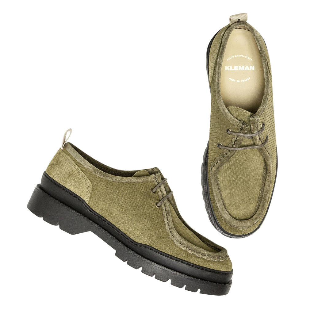 MAJOR V CORD - Khaki corduroy suede chunky derby shoes