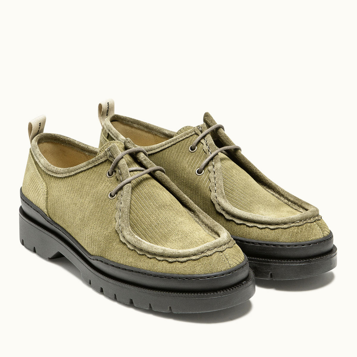 MAJOR V CORD - Khaki corduroy suede chunky derby shoes