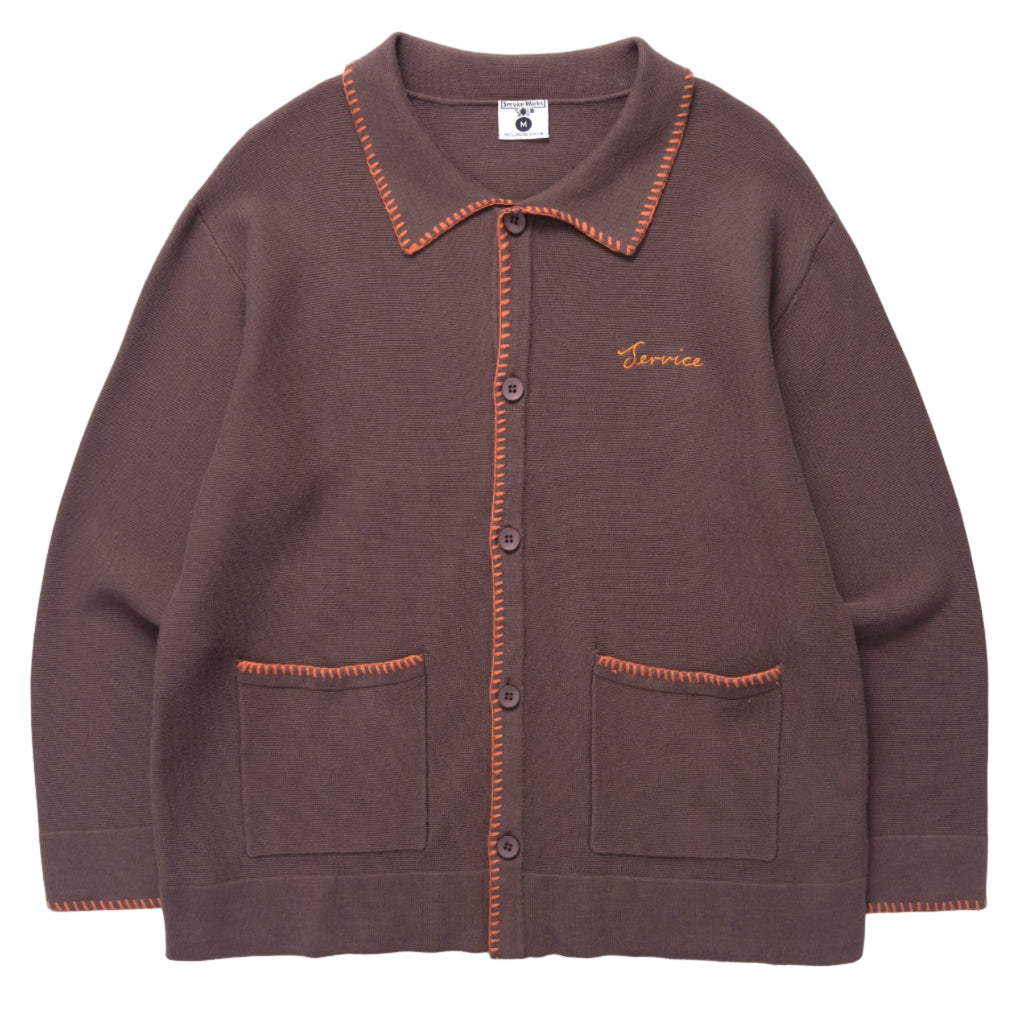 Blanket Stitch Cardigan - Brown