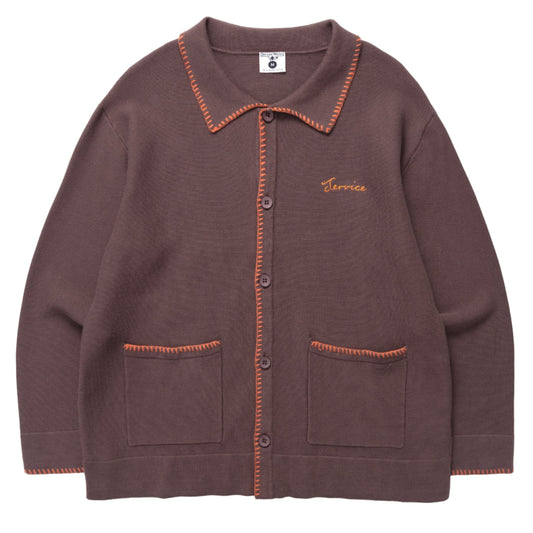 Blanket Stitch Cardigan - Brown