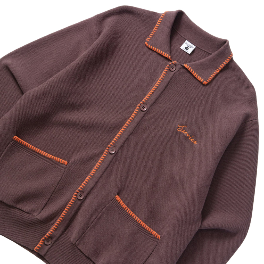 Blanket Stitch Cardigan - Brown