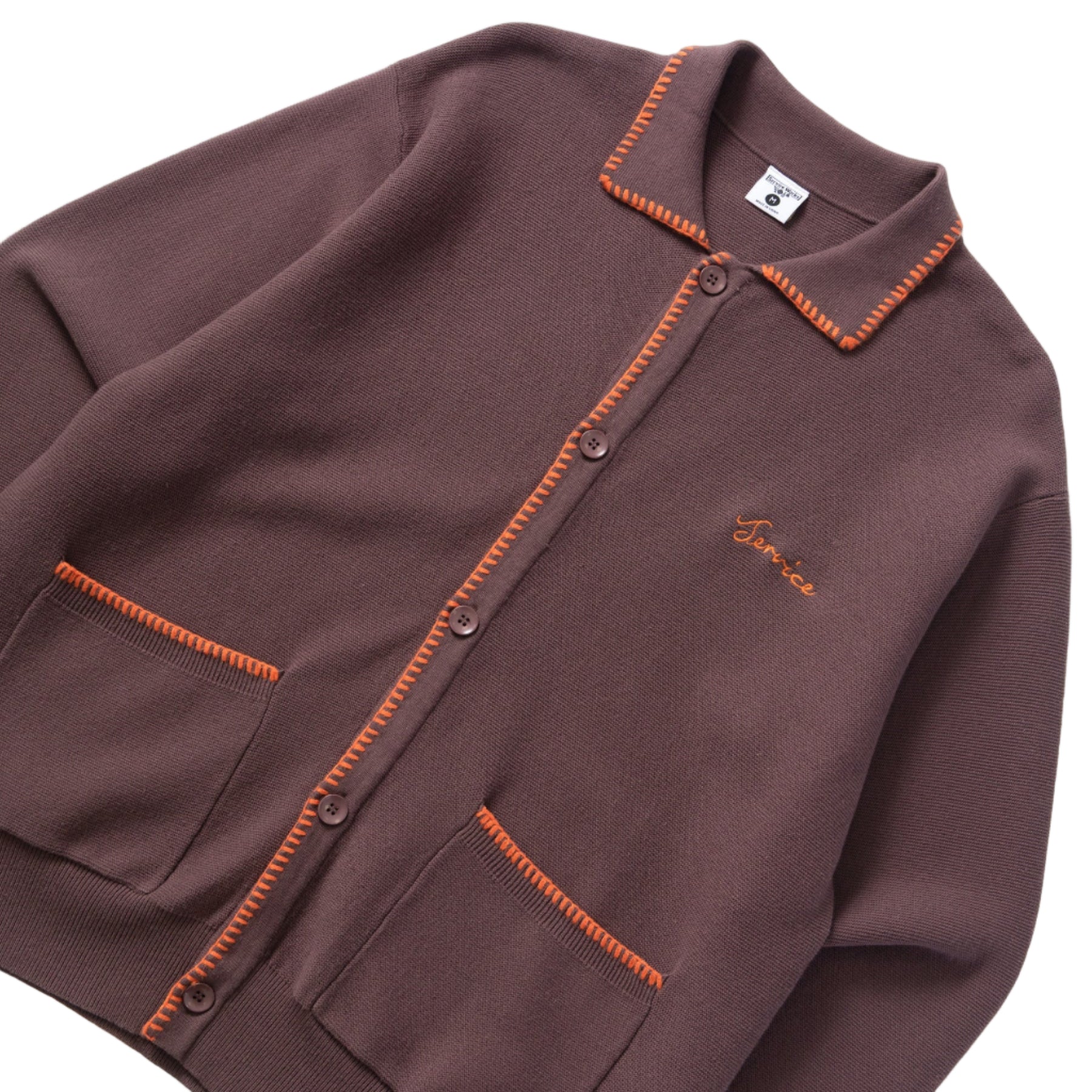 Blanket Stitch Cardigan - Brown