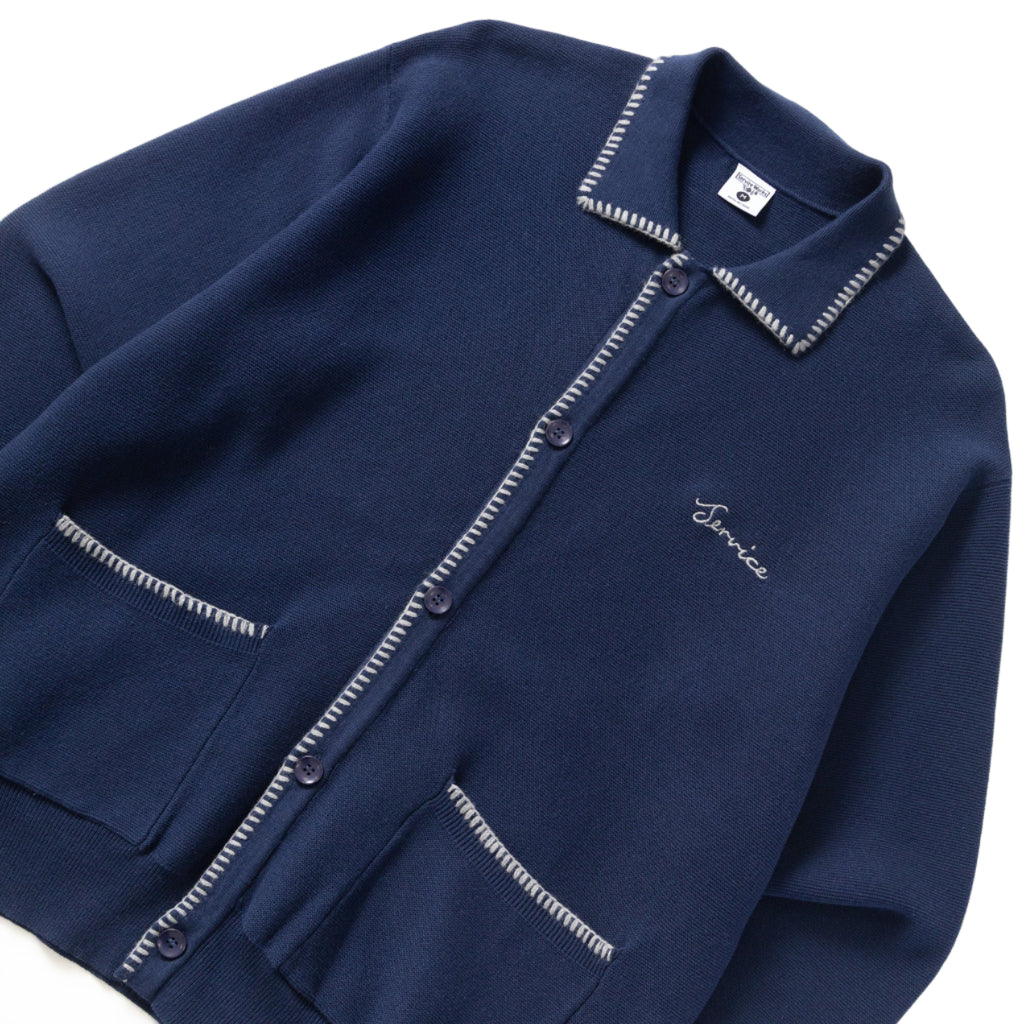 BLANKET STITCH CARDIGAN - NAVY