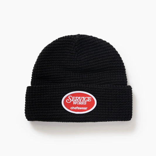 Waffle Patch Beanie - Black