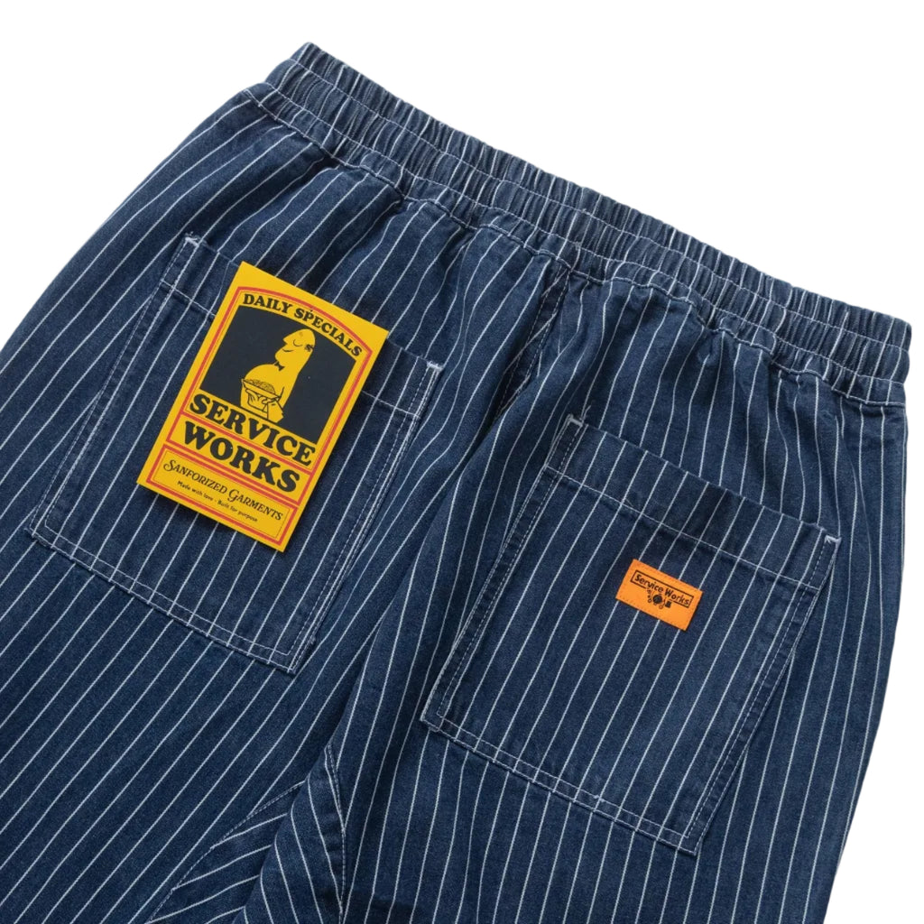 Pinstripe Denim Chef Pants - Indigo