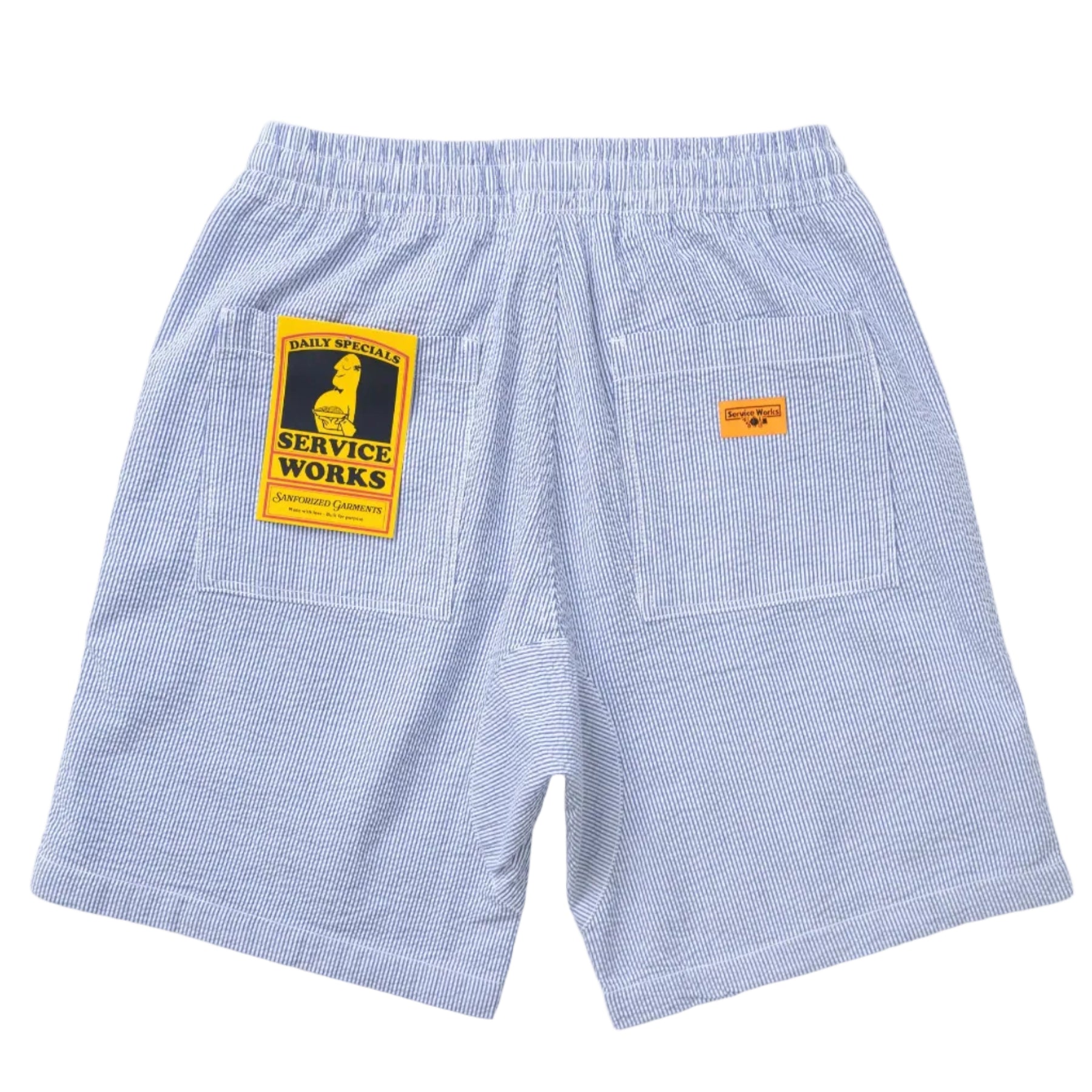 Seersucker Chef Shorts - Navy Stripe