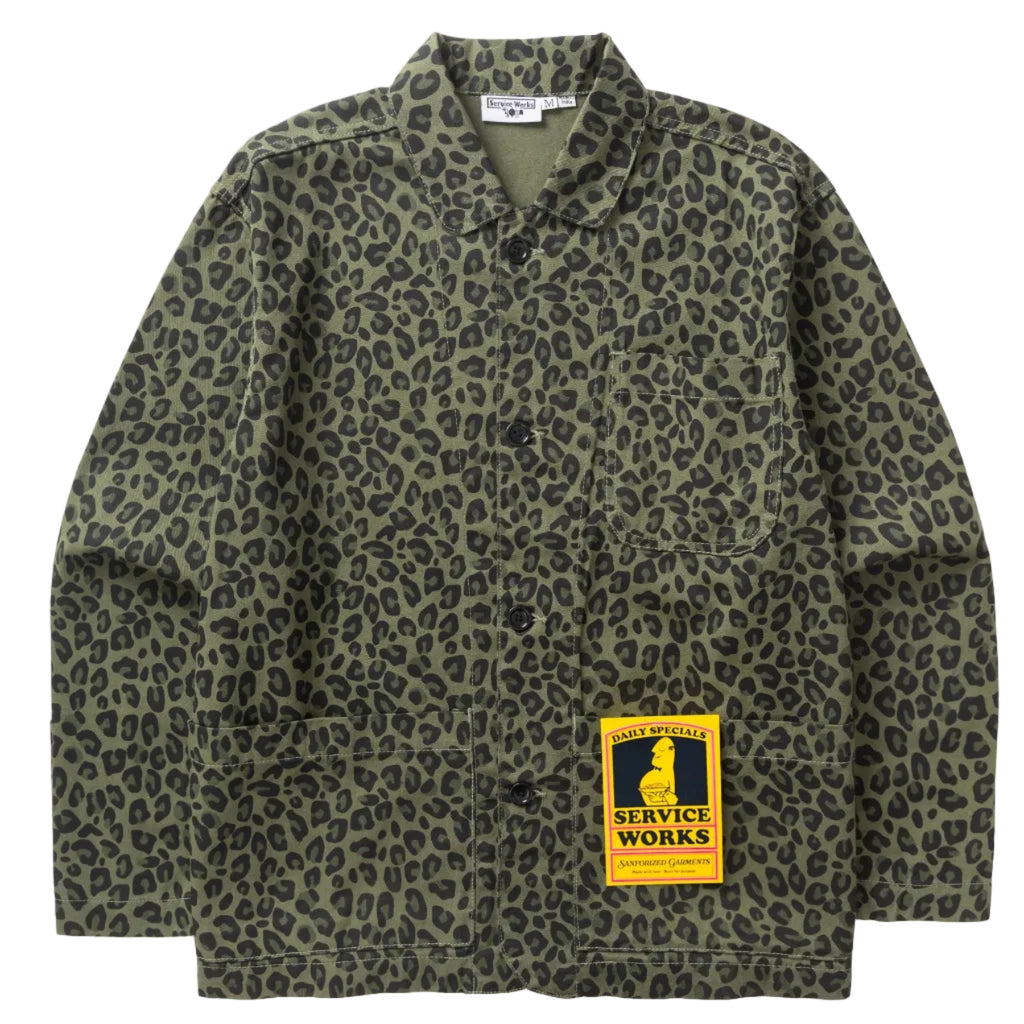 Patterned Easy Chef Shirt - Green Leopard