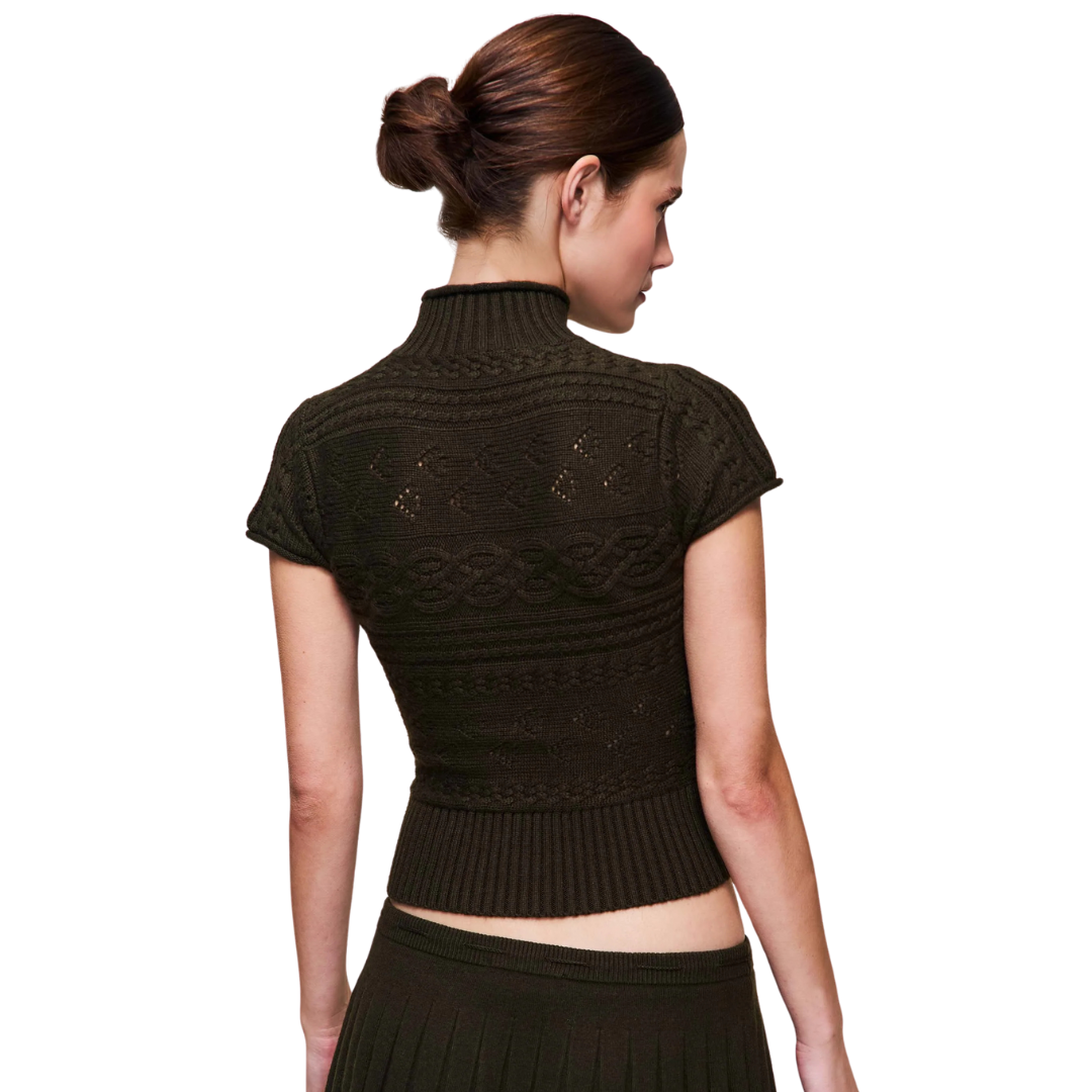 Vivienne Short Sleeve Turtleneck - Dark Olive