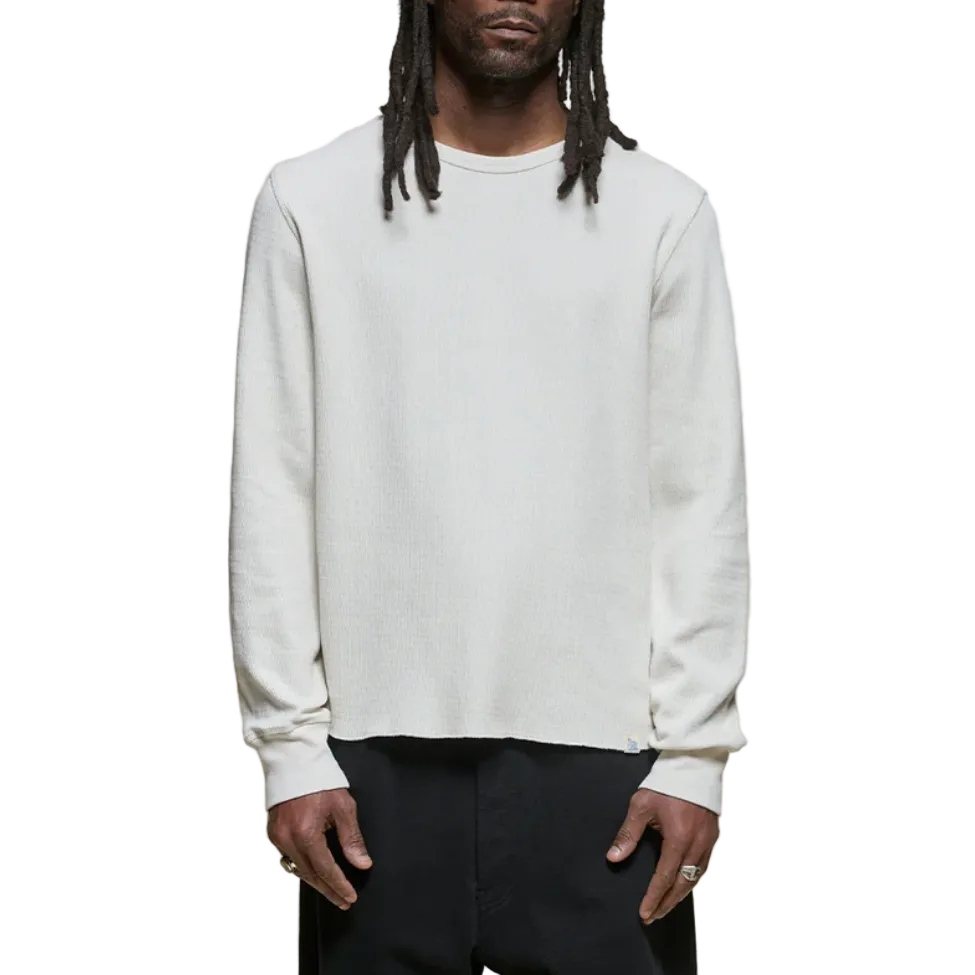 Mens Diamond-Patterned Cotton Thermal Longsleeve - Nature