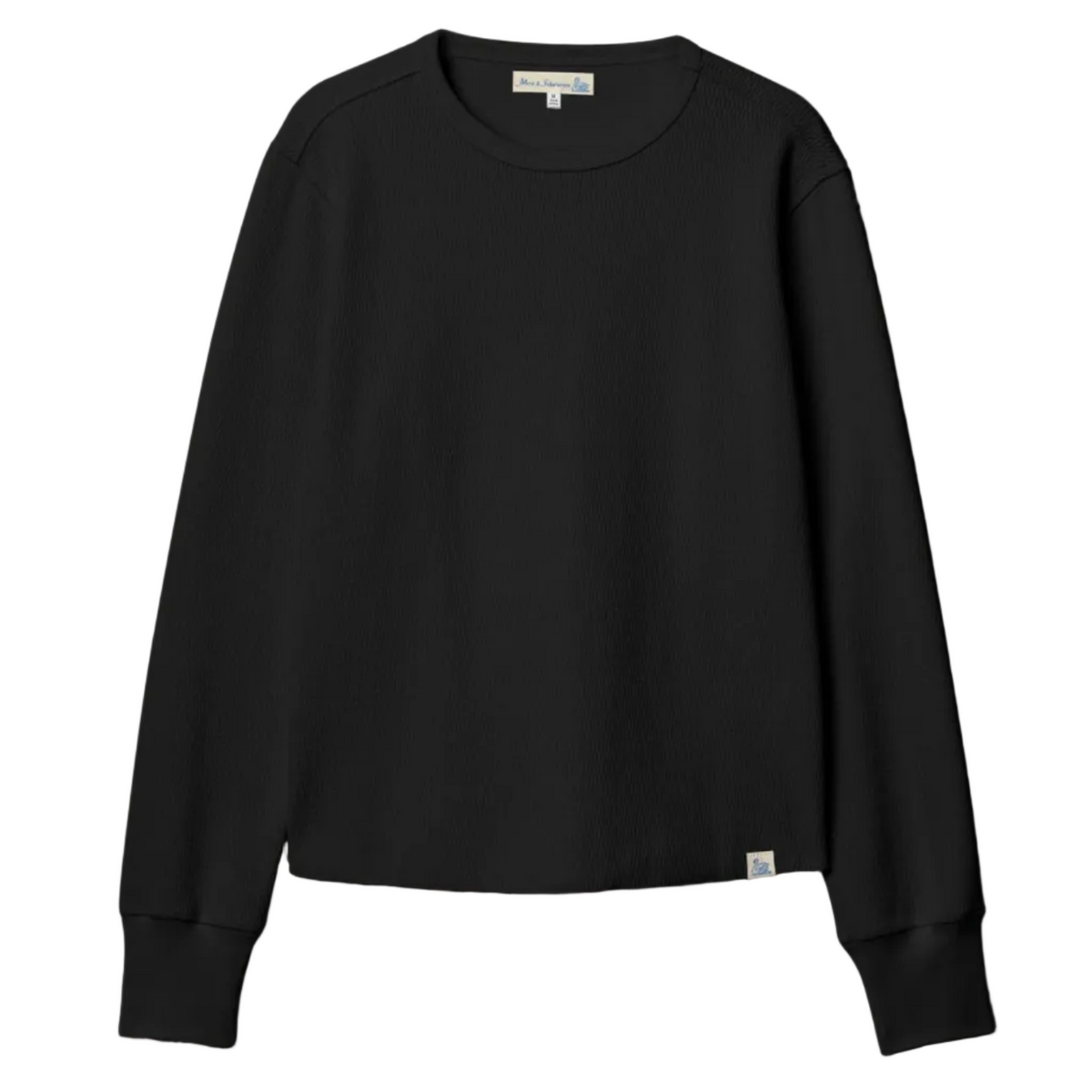 Mens Diamond-Patterned Cotton Thermal Longsleeve - Black