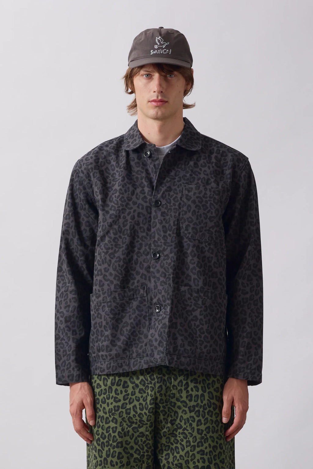 Patterned Easy Chef Shirt - Black Leopard