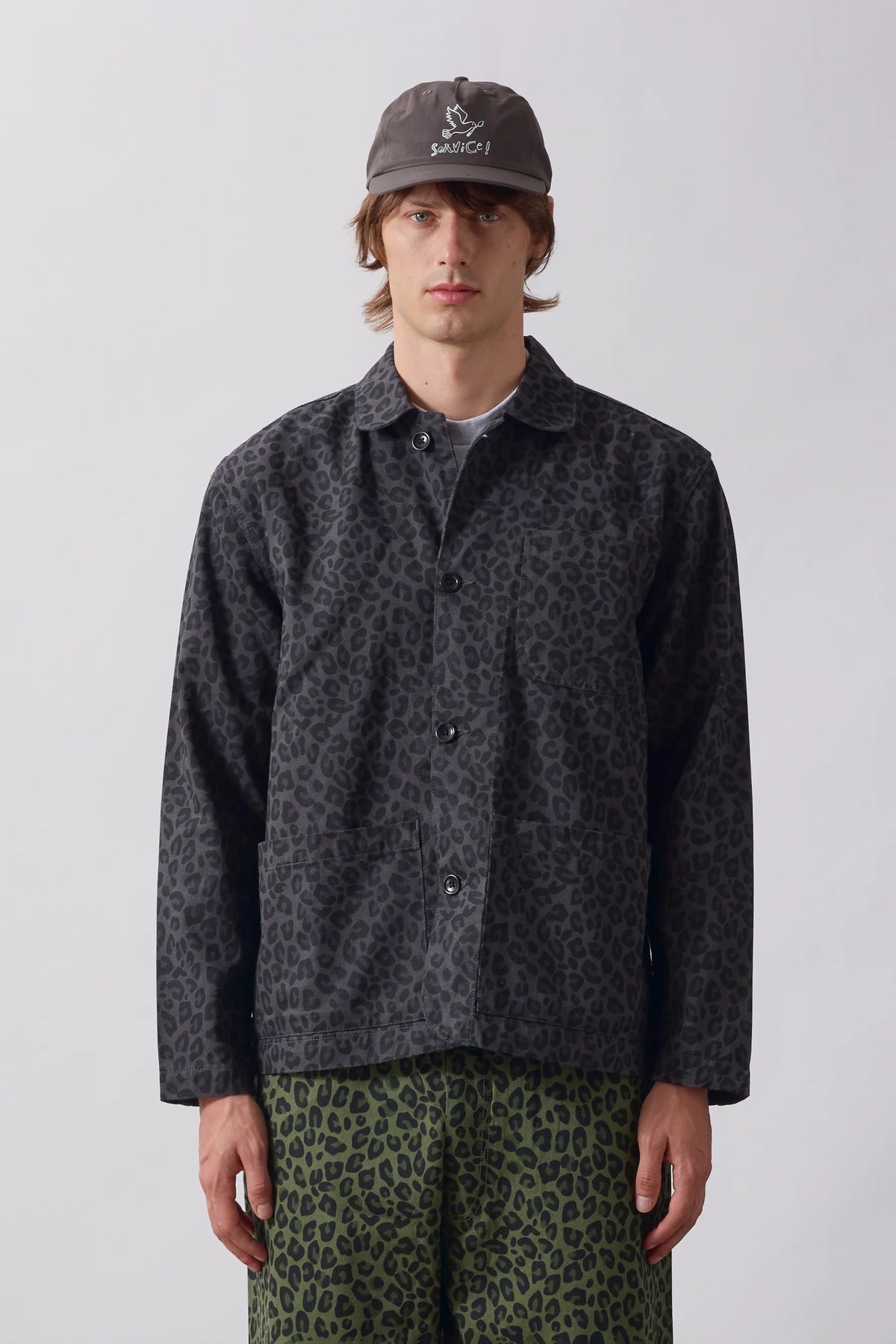 Patterned Easy Chef Shirt - Black Leopard