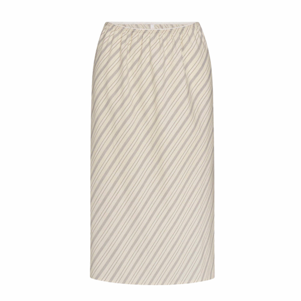 WOVEN BIAS MIDI SLIP SKIRT IN MERINGUE