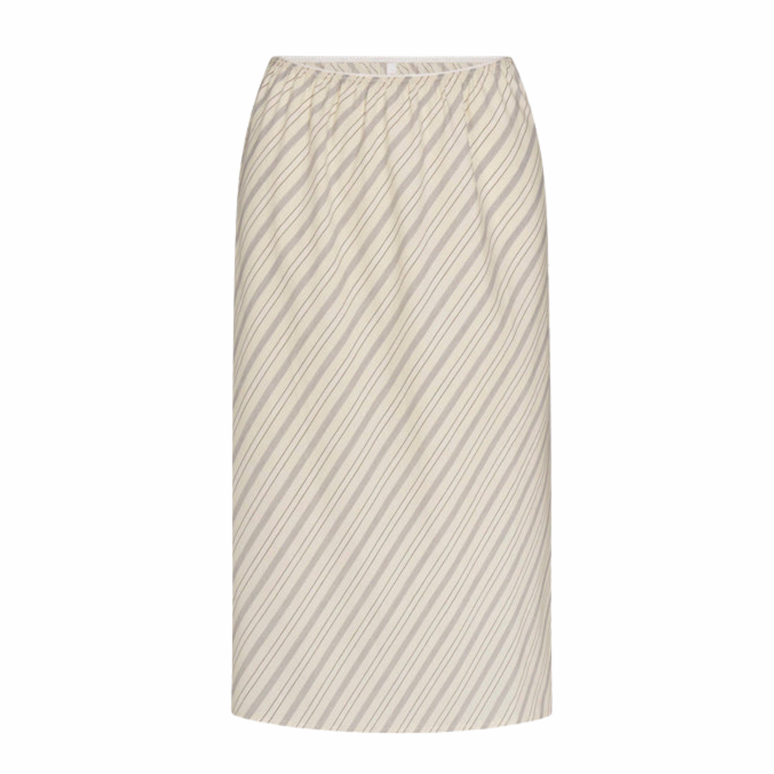 WOVEN BIAS MIDI SLIP SKIRT IN MERINGUE