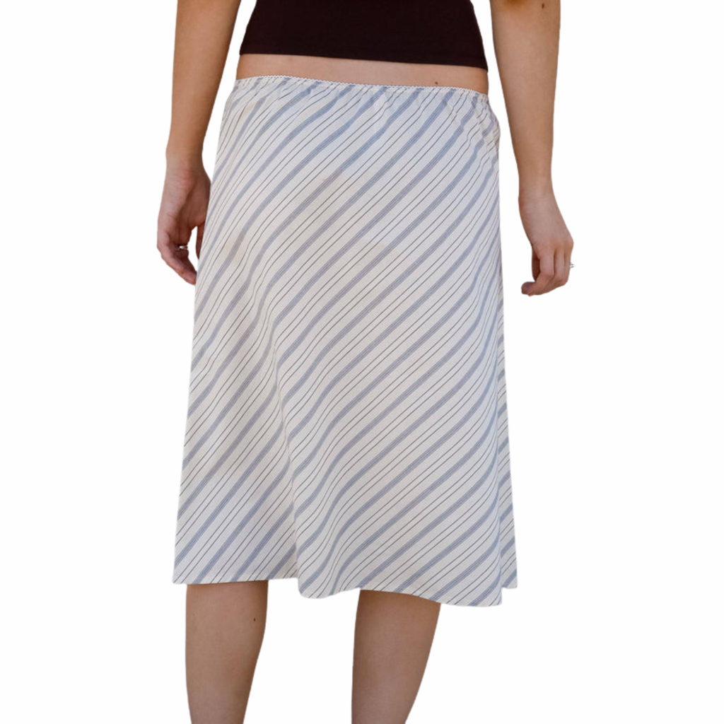 WOVEN BIAS MIDI SLIP SKIRT IN MERINGUE