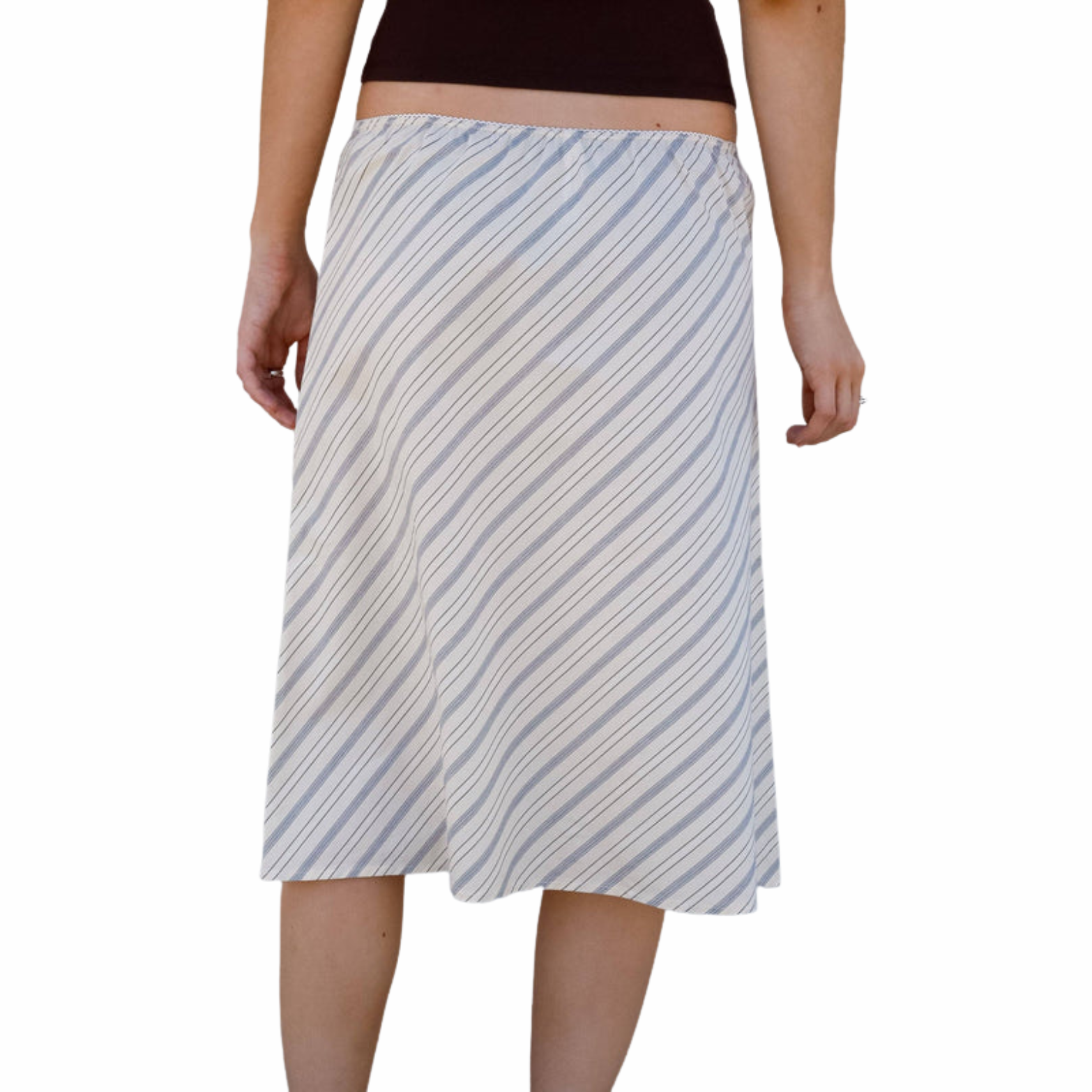 WOVEN BIAS MIDI SLIP SKIRT IN MERINGUE
