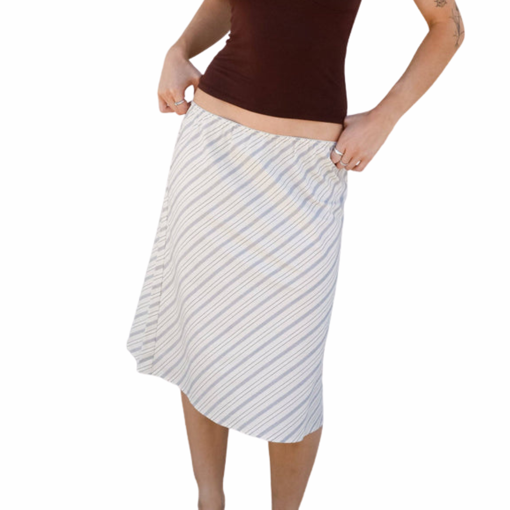 WOVEN BIAS MIDI SLIP SKIRT IN MERINGUE