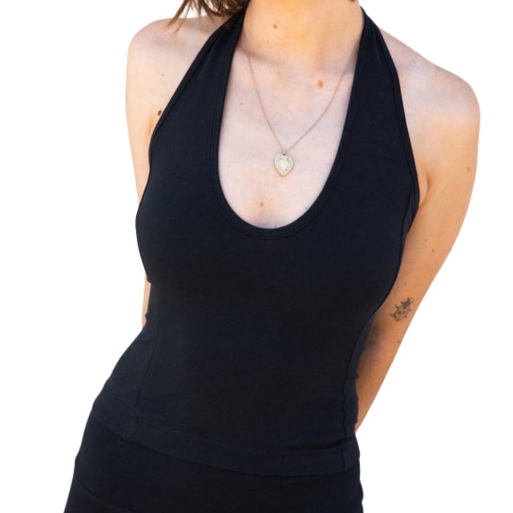 SPORTY HALTER TOP IN ONYX