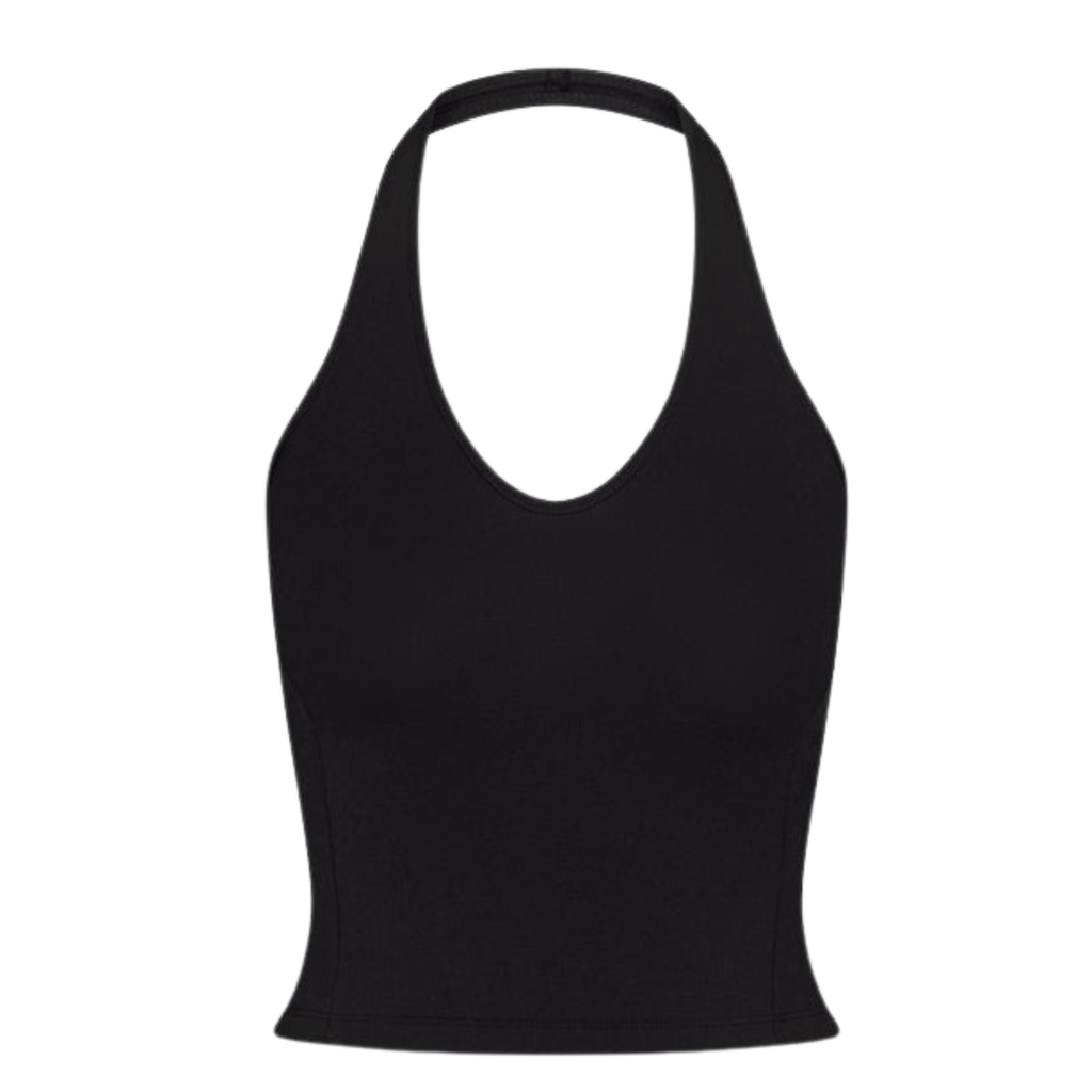 SPORTY HALTER TOP IN ONYX