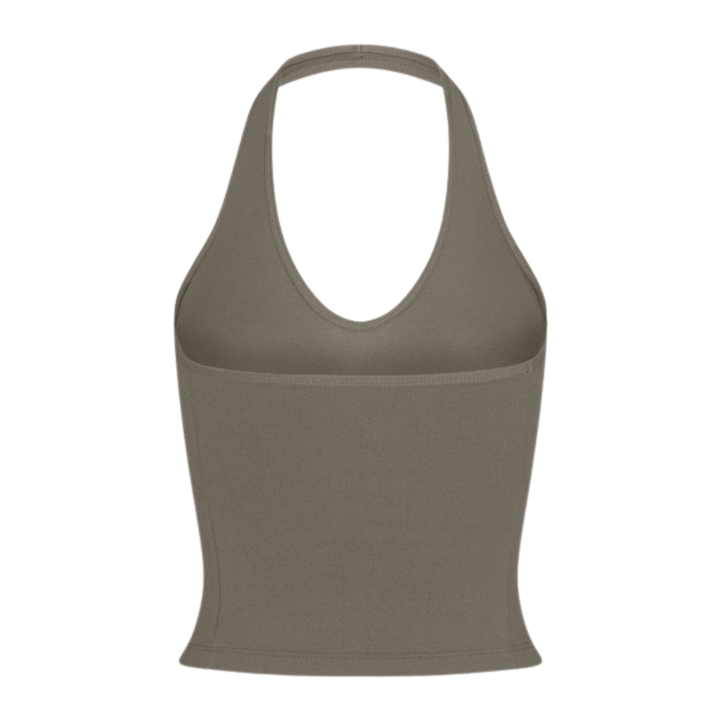 SPORTY HALTER TOP IN TAUPE