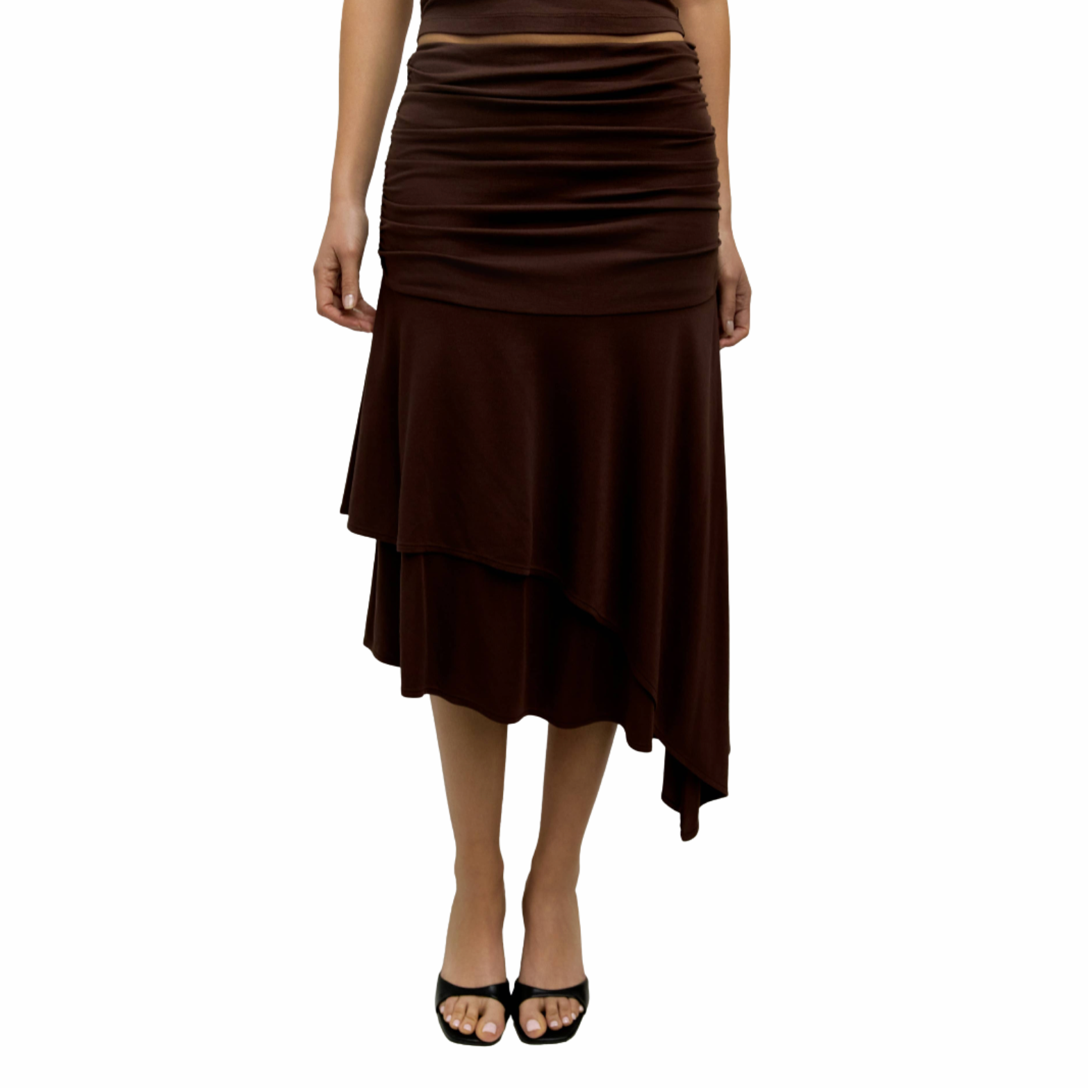 The Crystal Skirt | Ruched Asymmetrical Knit Skirt