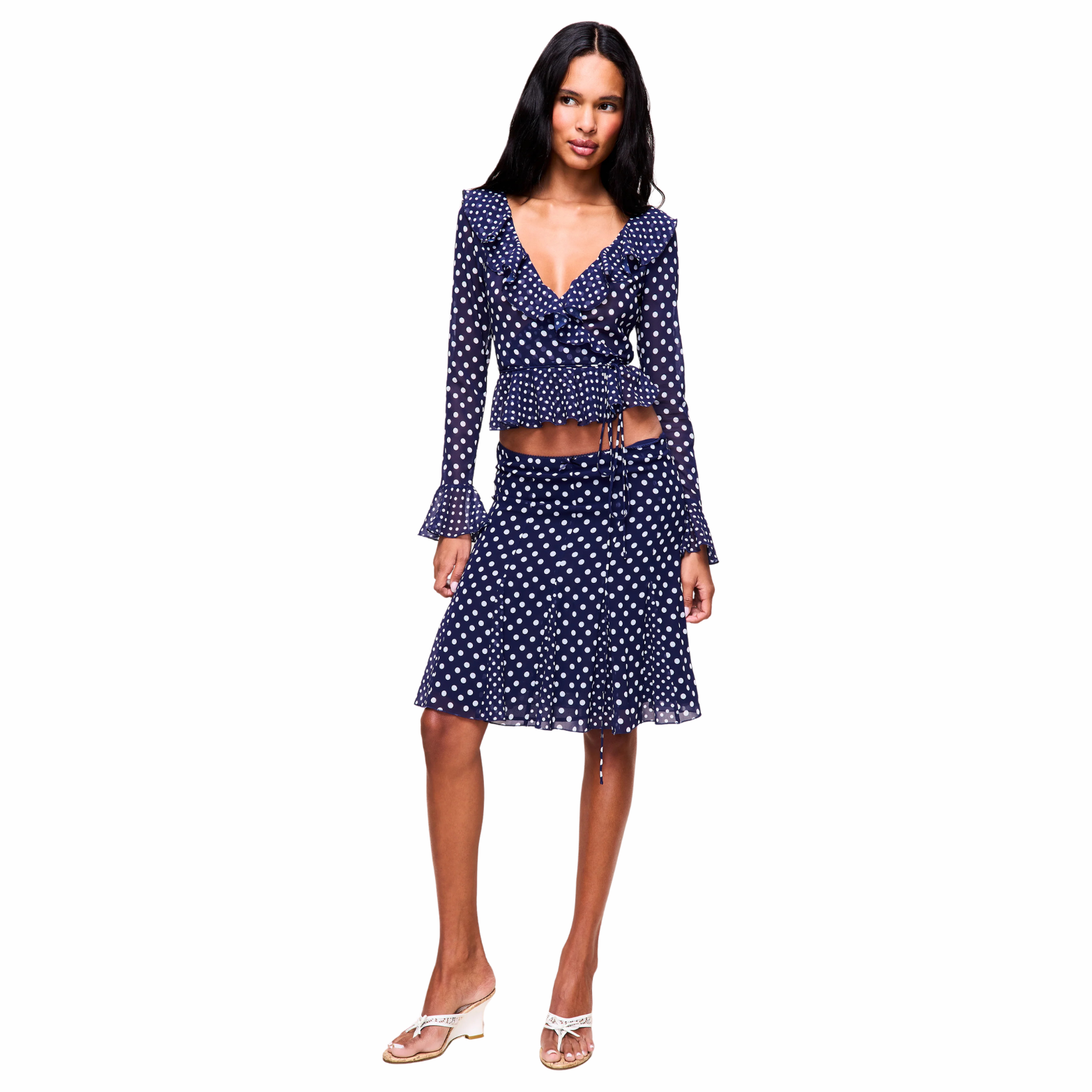 Paloma Skirt - NAVY POLKA DOT