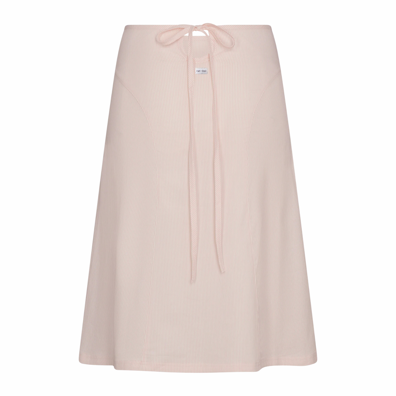 KEYHOLE MIDI SKIRT IN BLUSH STRIPE