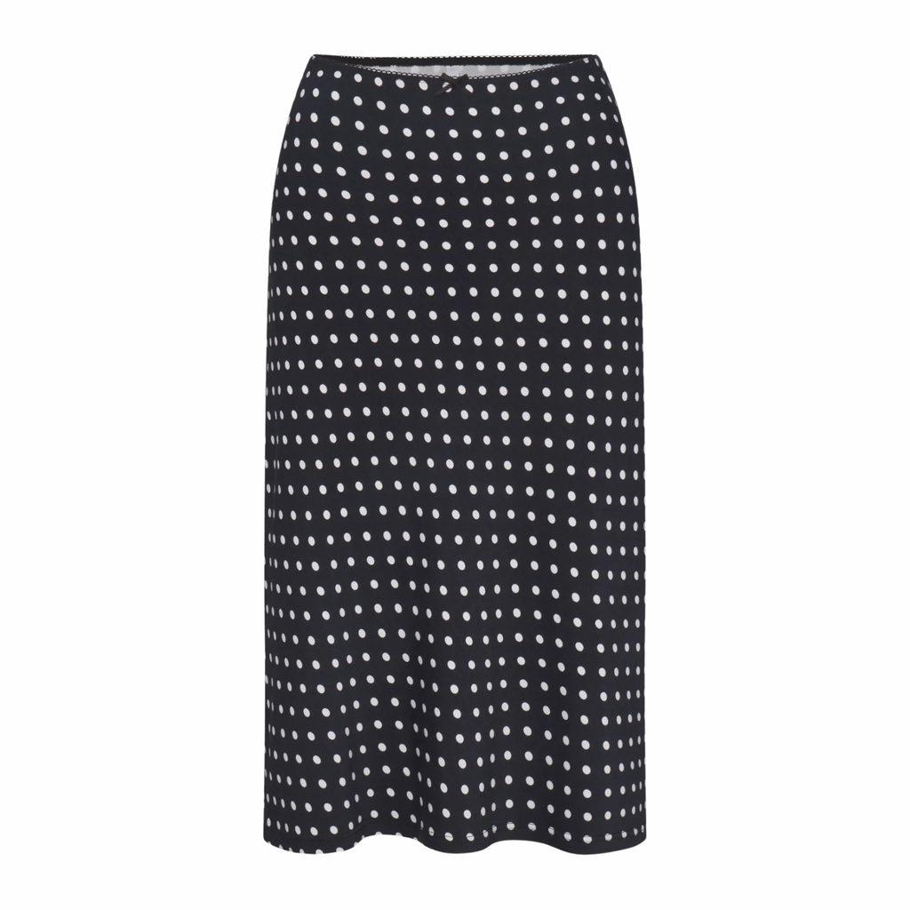 BIAS MIDI SLIP SKIRT IN DOMINO DOT